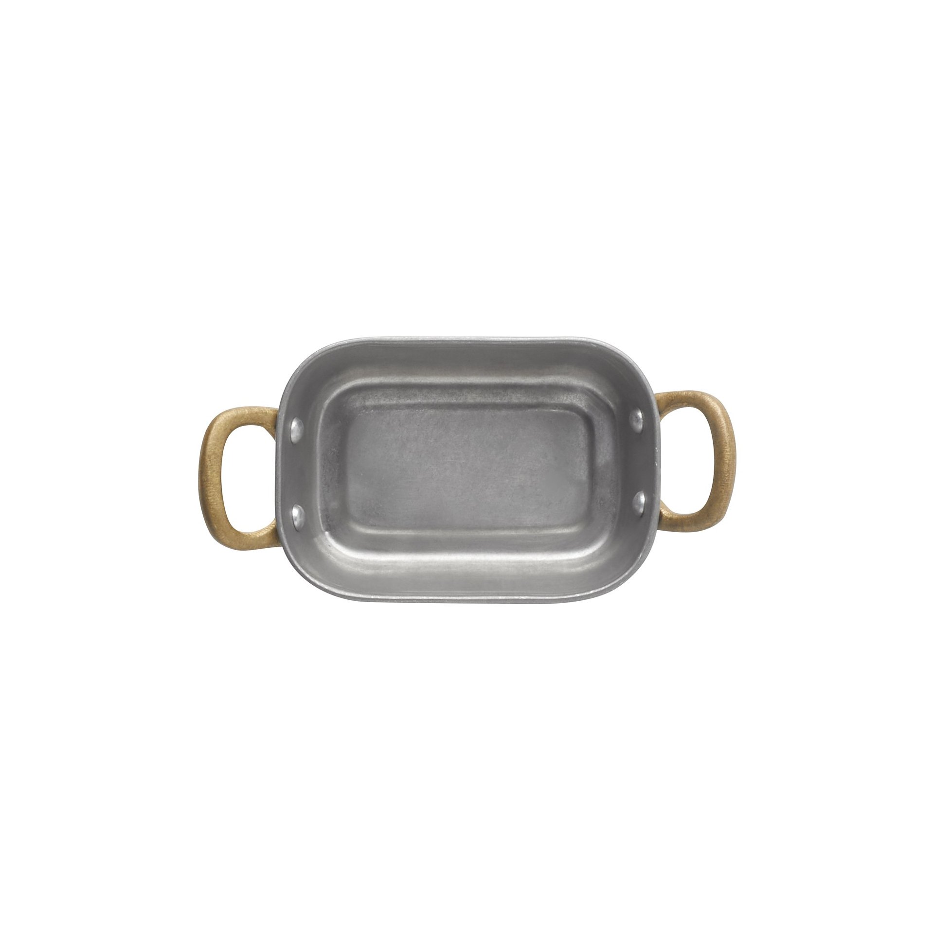 Servierpfanne STEEL & STYLE VINTAGE, mit 2 Messinggriffen, 13 x 8,5 x 3,5 cm, 230 ml, Chromnickelstahl Servierpfanne STEEL & STYLE VINTAGE, mit 2 Messinggriffen, 13 x 8,5 x 3,5 cm, 230 ml, Chromnickelstahl