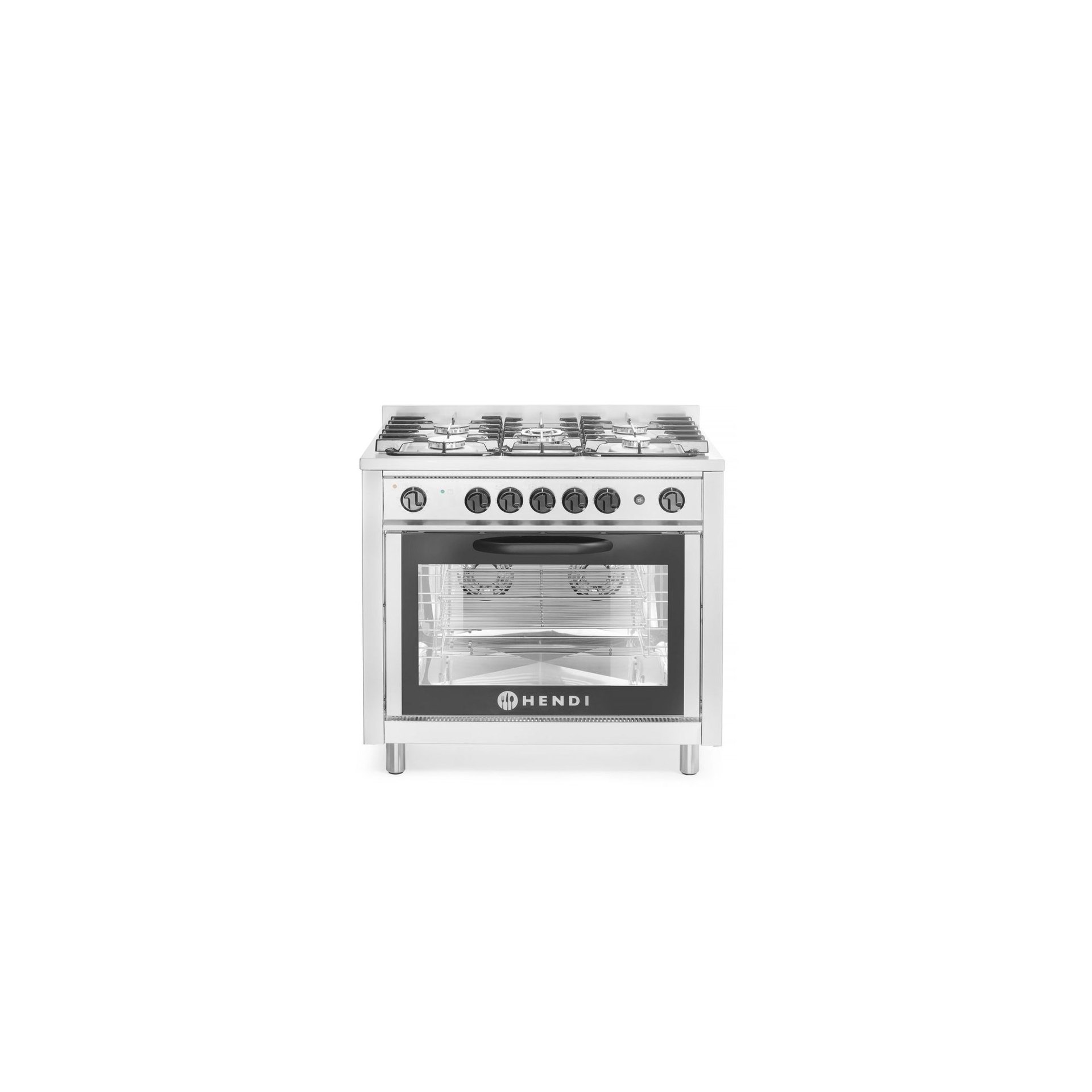 Gasherd - 5 Kochfelder mit Elektroofen, Kitchen Line, Silber, 230V/2900W, 14,3kW, 900x653x(H)900mm