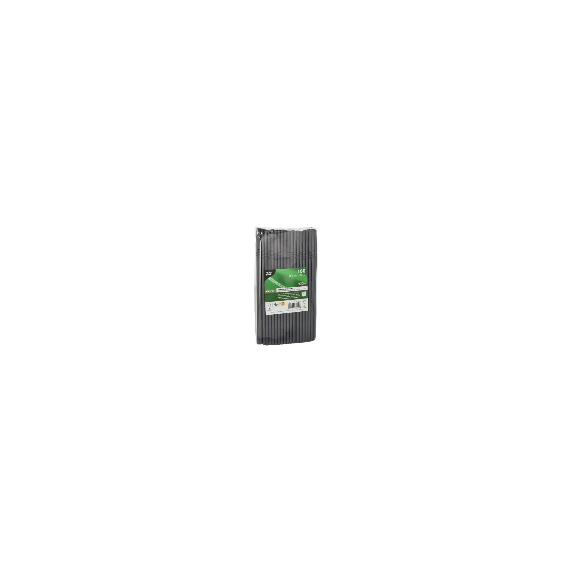 Trinkhalme, Papier Ø 6 mm · 22 cm schwarz flexibel Trinkhalme, Papier Ø 6 mm · 22 cm schwarz flexibel