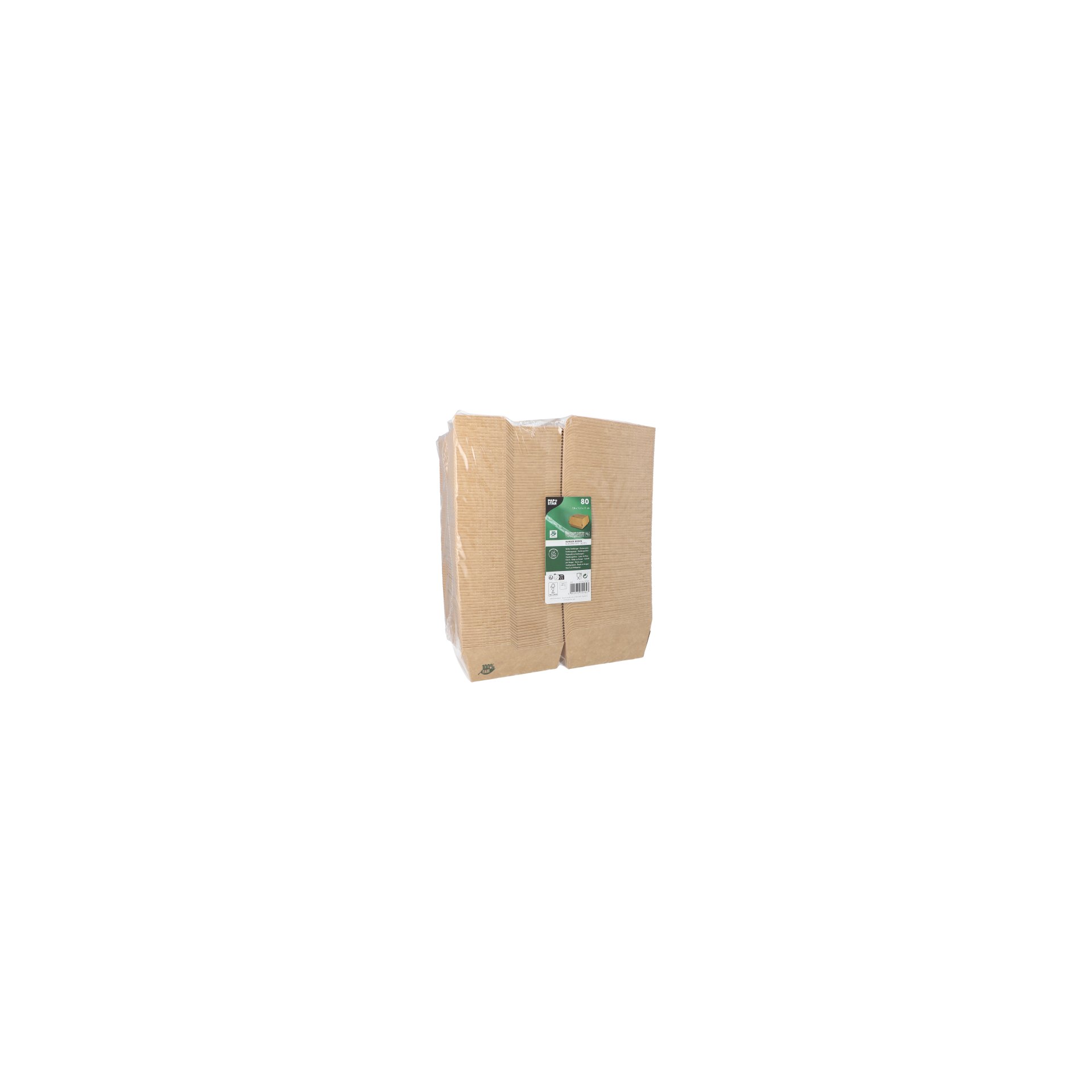 Burgerboxen, Pappe 7,8 cm x 11,5 cm x 11 cm braun "100% Fair" groß
