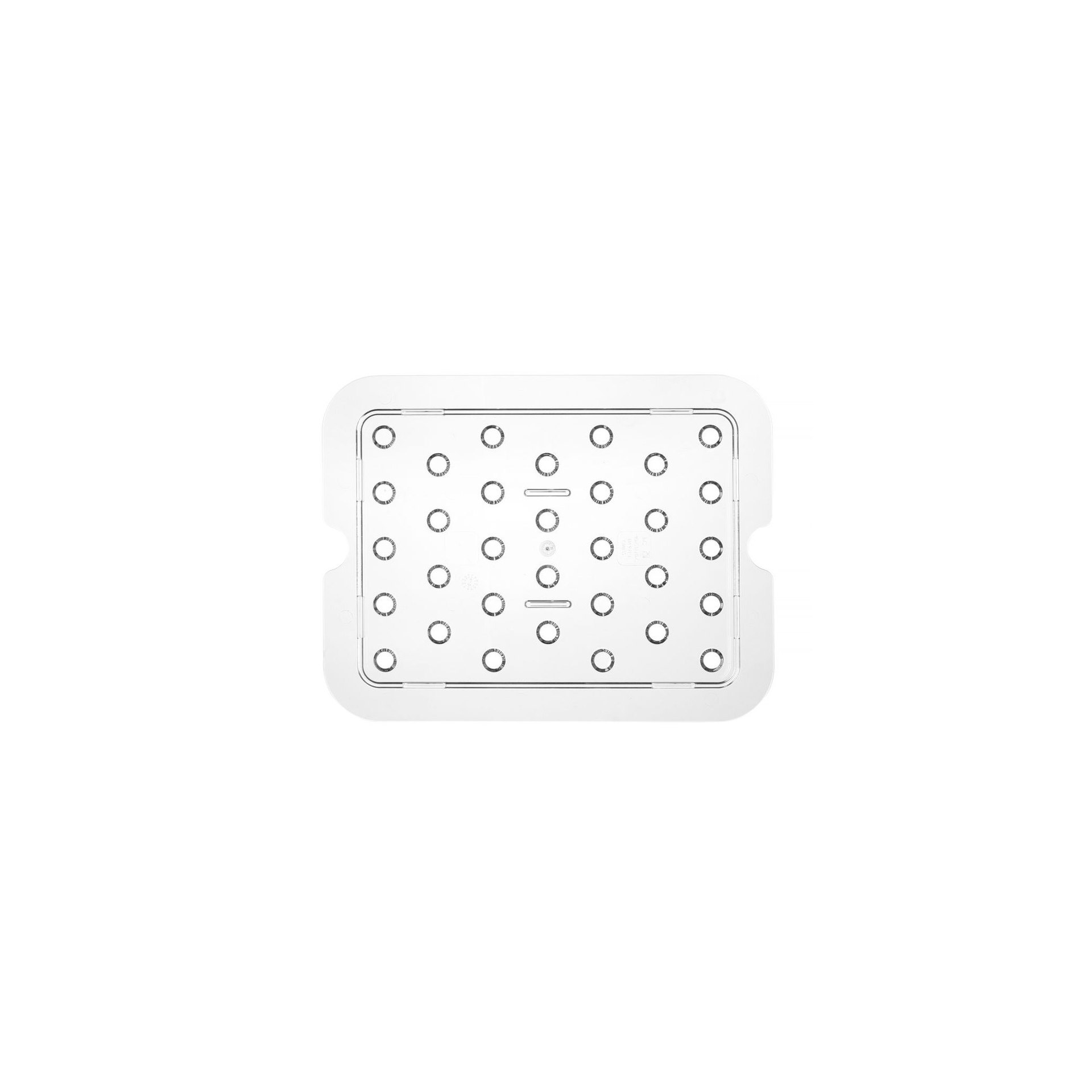 Perforiertes Abtropfgitter für Gastronorm-Behälter aus Polycarbonat, Profi Line, GN 1/2, Transparent, 265x206mm Perforiertes Abtropfgitter für Gastronorm-Behälter aus Polycarbonat, Profi Line, GN 1/2, Transparent, 265x206mm
