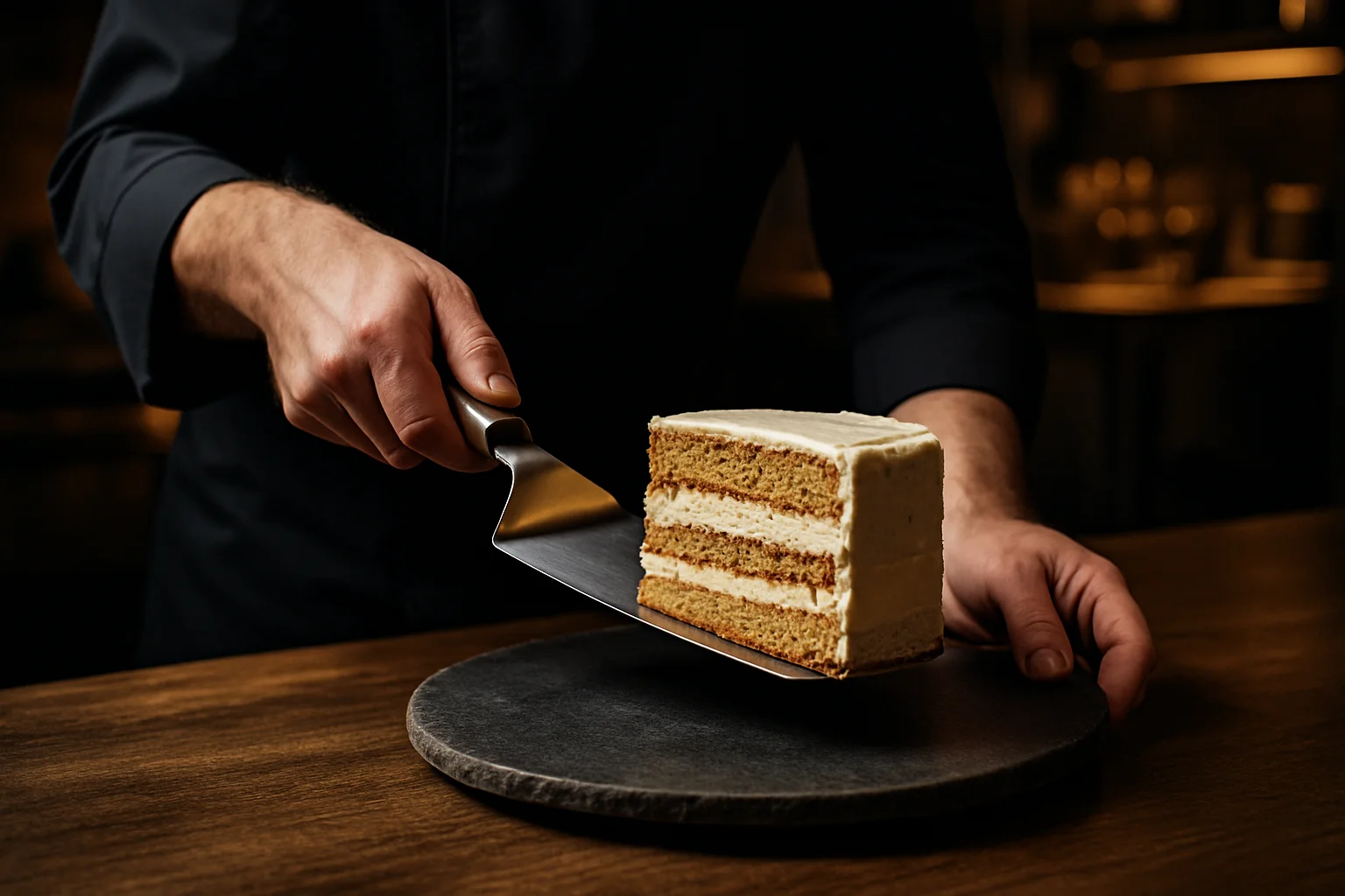 handling von tortenplatte und zubehör beim transport in gastronomie