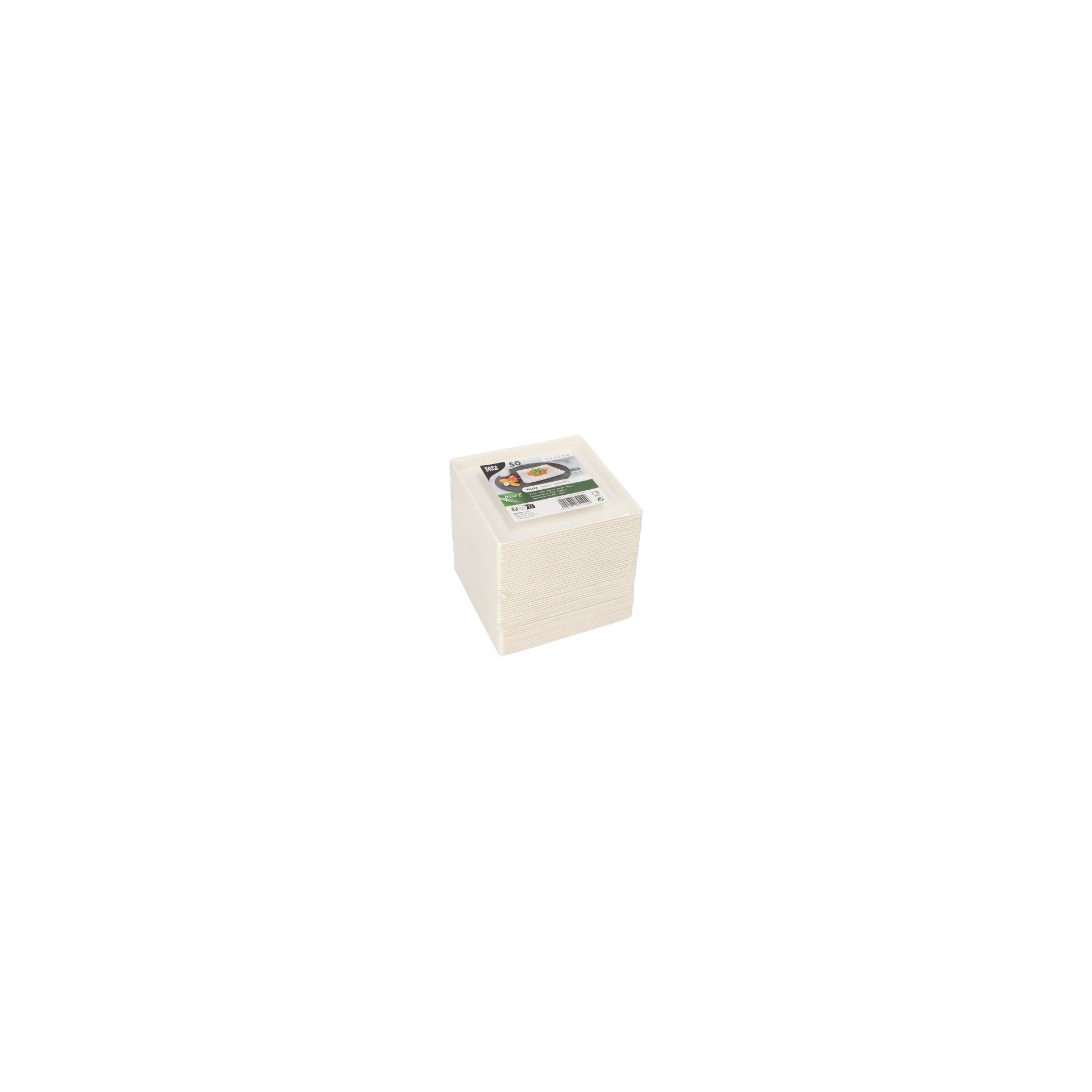 Teller Zuckerrohr "pure" eckig 12,5 cm x 12,5 cm x 1 cm weiss "Cella" Teller Zuckerrohr "pure" eckig 12,5 cm x 12,5 cm x 1 cm weiss "Cella"