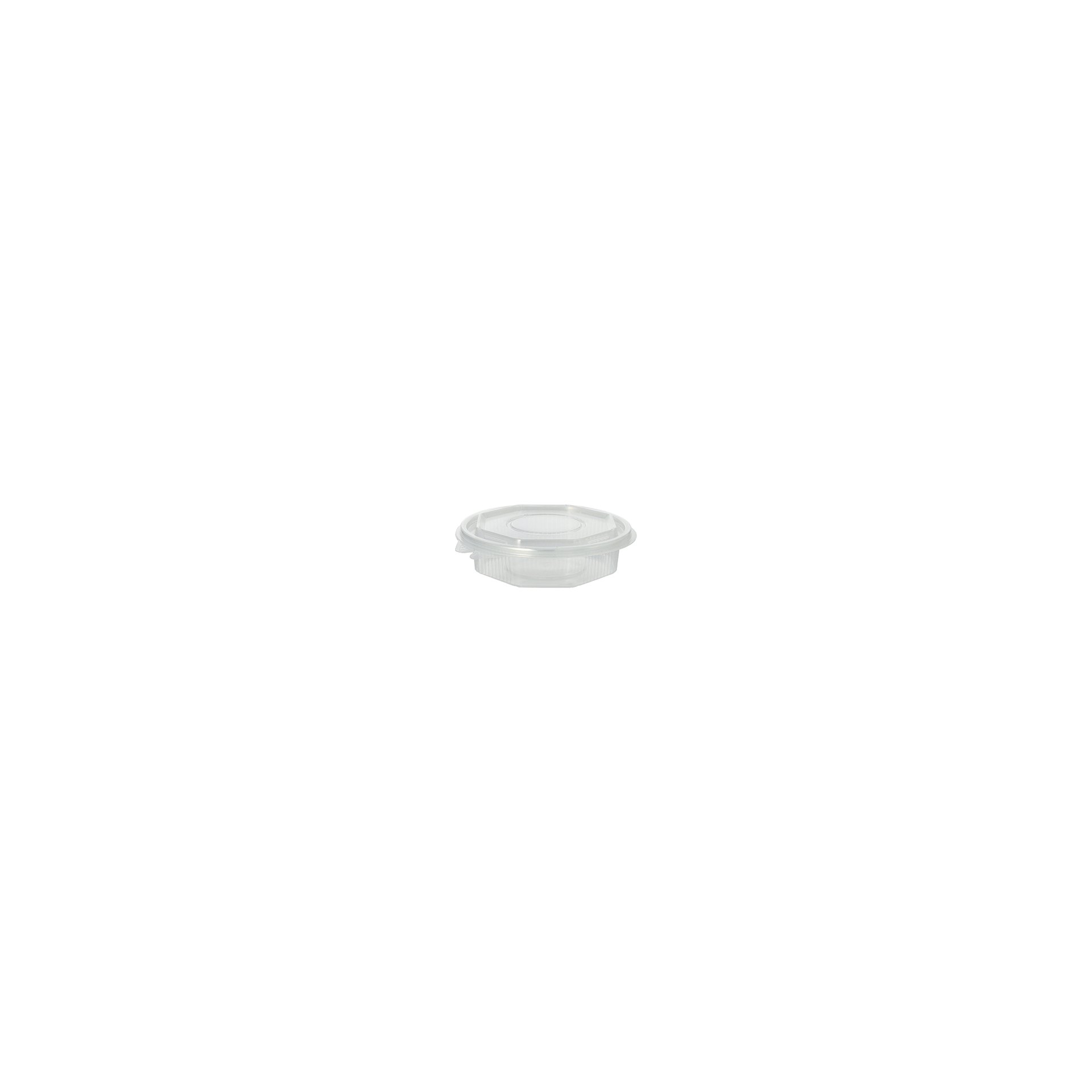 Verpackungsbecher mit Klappdeckeln, PP 8-eckig 250 ml 2,8 cm x 11 cm x 11 cm transparent