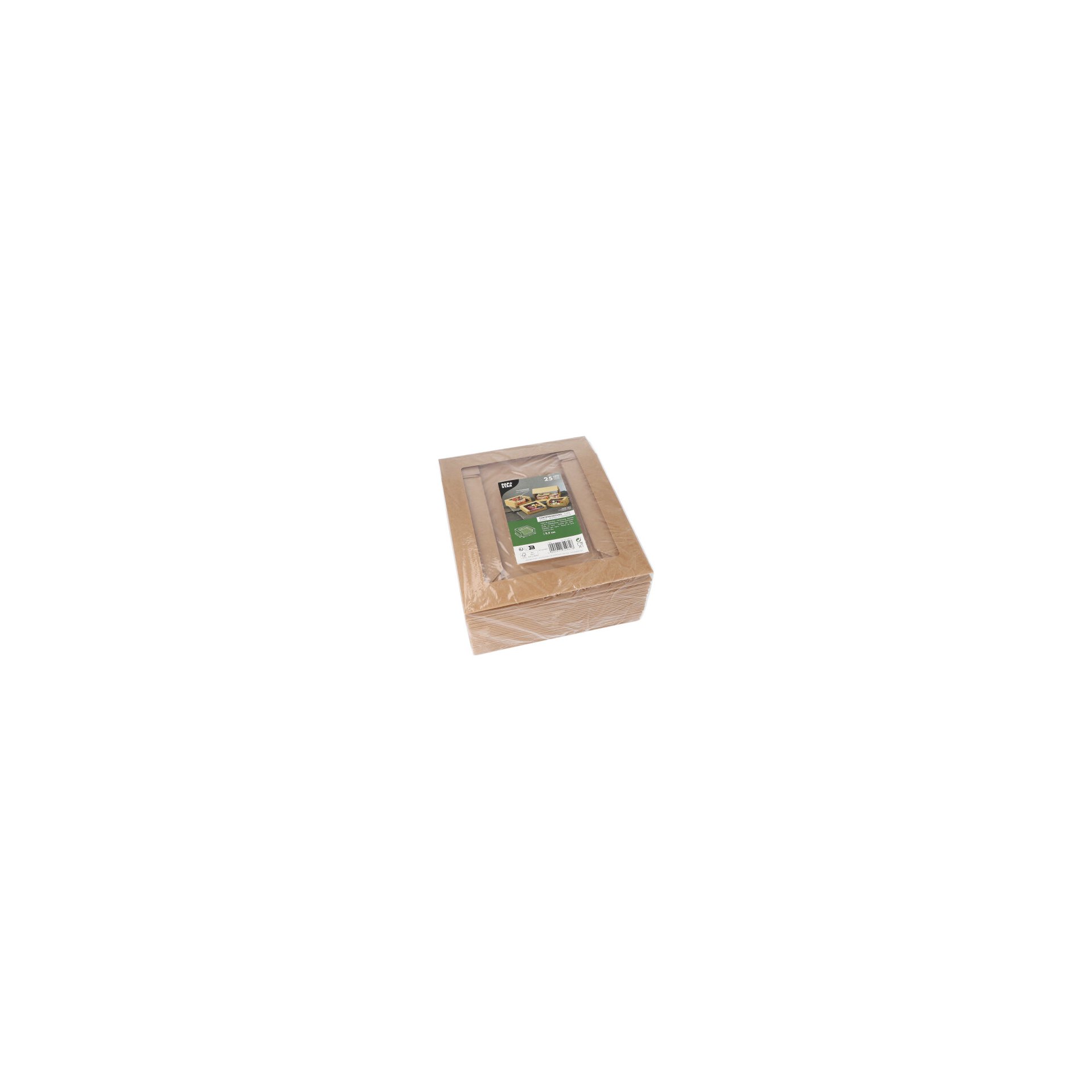 Tortenkartons mit Deckel eckig 5,5 cm x 23 cm x 23 cm mit Sichtfenster aus PLA