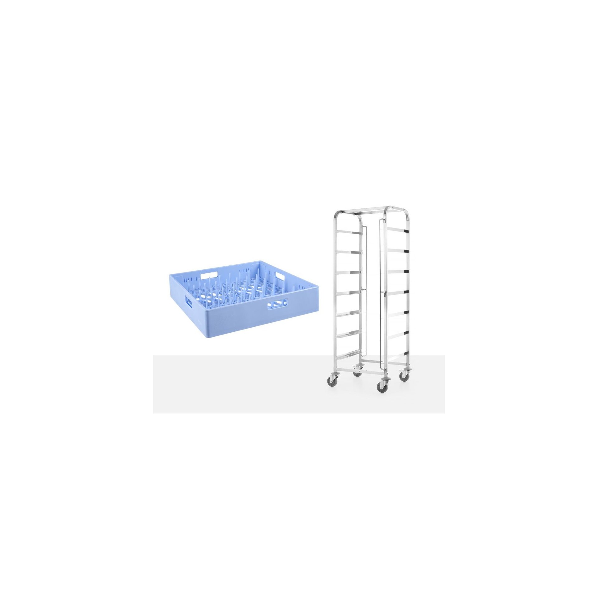 Transportwagen für Spülmaschinenkörbe - 7 Körbe à 500x500 mm, 615x560x(H)1710mm