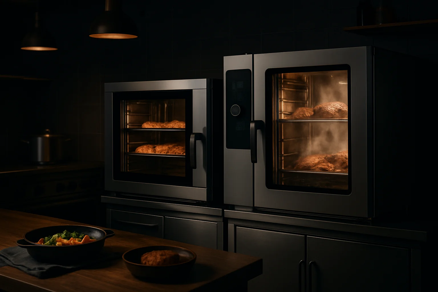Kombidämpfer und Heißluftofen in einer professionellen Großküche