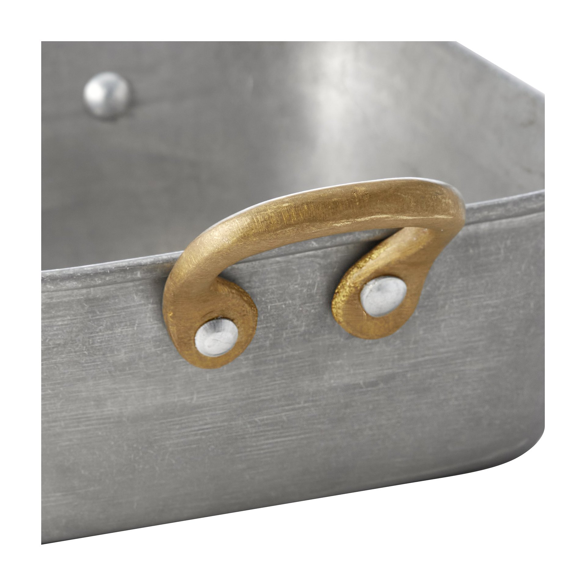 Servierpfanne STEEL & STYLE VINTAGE, mit 2 Messinggriffen, 14 x 14 x 5 cm, 570 ml, Chromnickelstahl