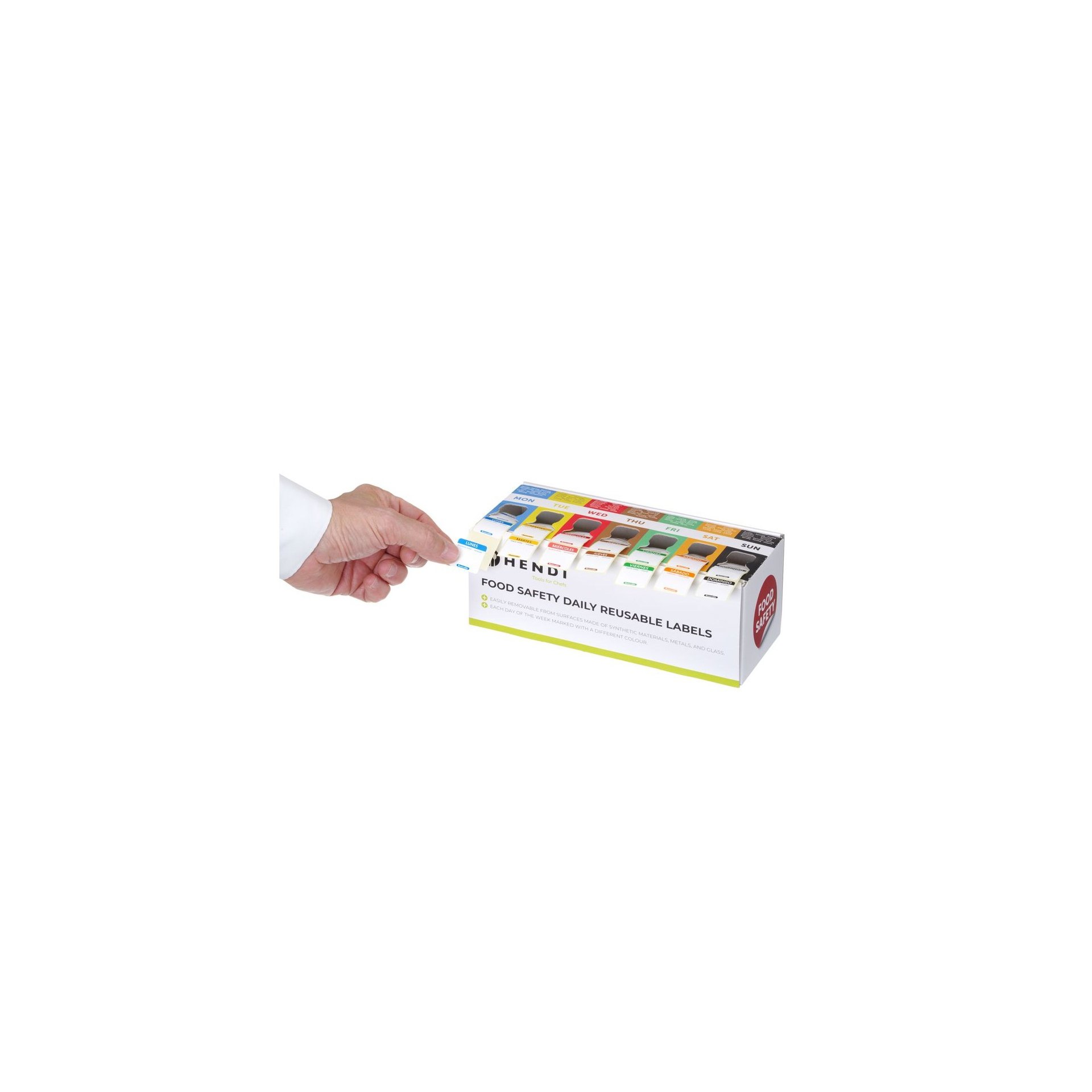 Set mit Lebensmittelsicherheitsaufklebern, vielseitig verwendbar, leicht ablösbar, mit Spender, 240x80x(H)100mm