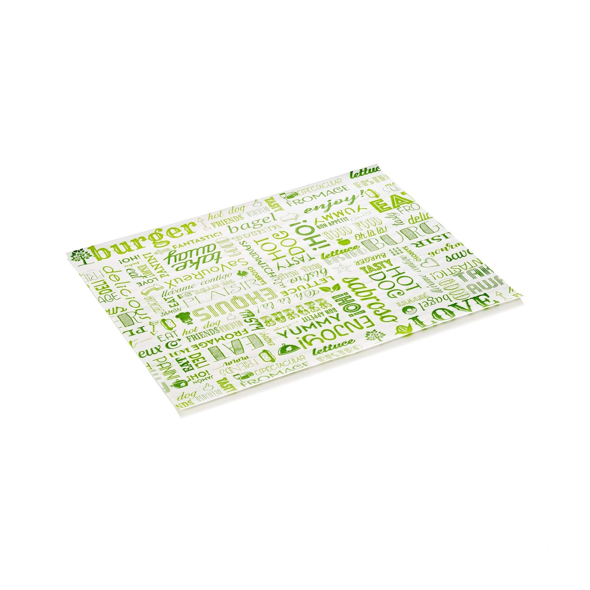 Burgerpapier Veggie Set WRAP & GO, 28 x 34 cm, Set á 1000 Stück, Fettpapier
