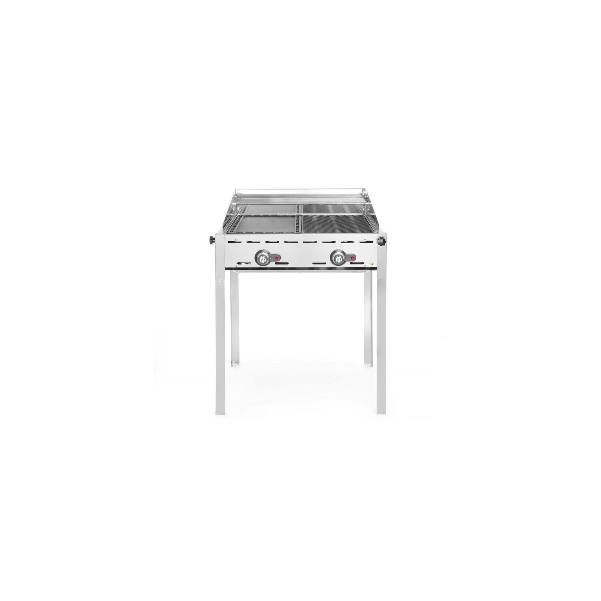 Grillsystem Green Fire mit 2 Brennern, Profi Line, Emaillierte Grillplatte und Grillrost aus Gusseisen GN 1/1, 11,6kW, 740x615x(H)825mm