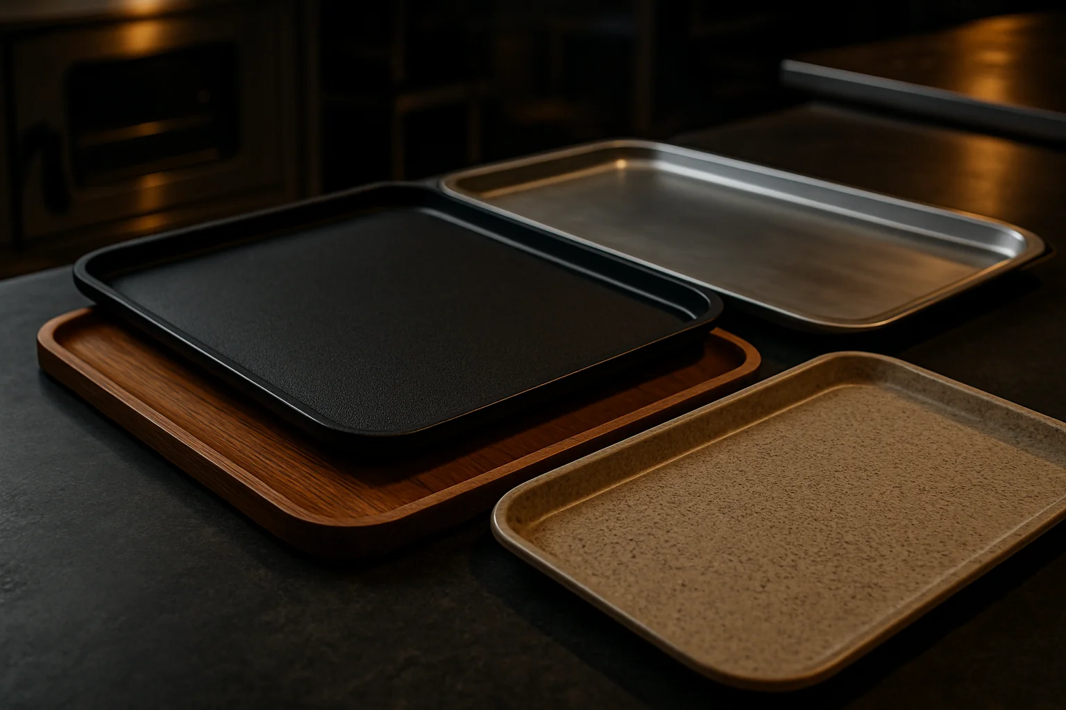 Verschiedene Tablettmaterialien nebeneinander zur Vergleichsbetrachtung