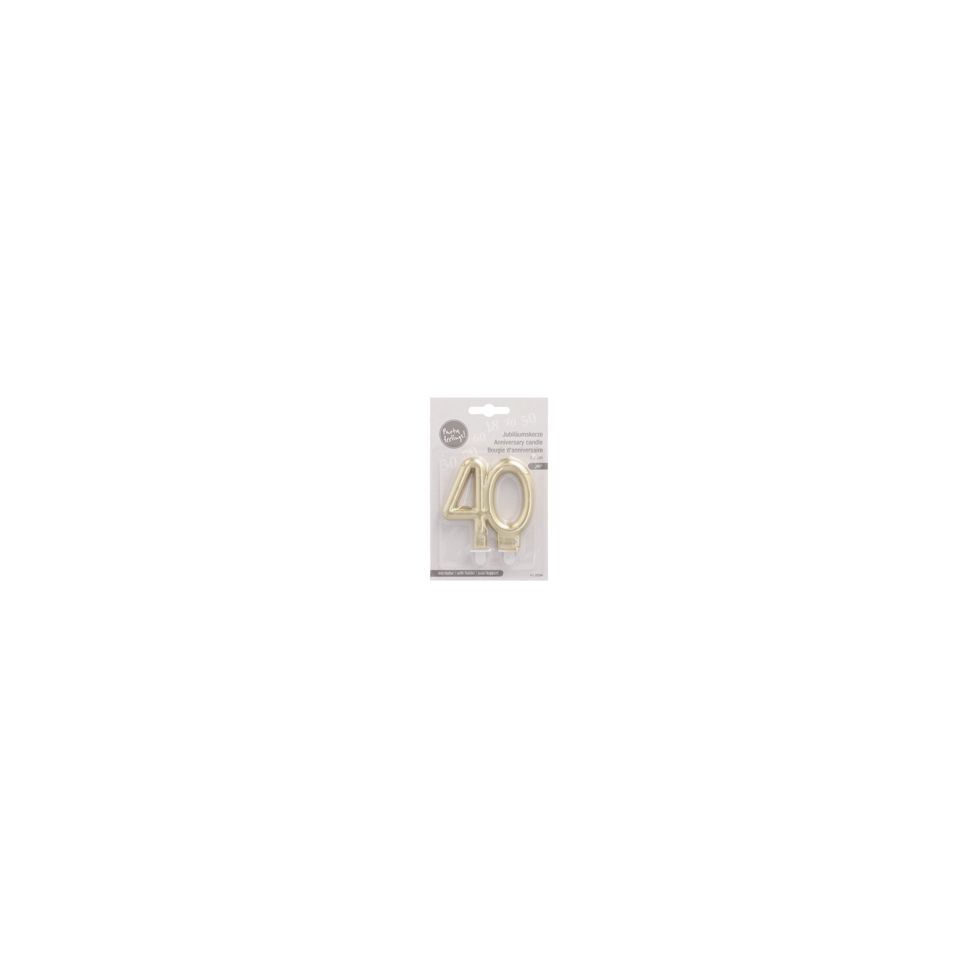 Jubiläumskerzen mit Halter 7 cm gold "40" Jubiläumskerzen mit Halter 7 cm gold "40"