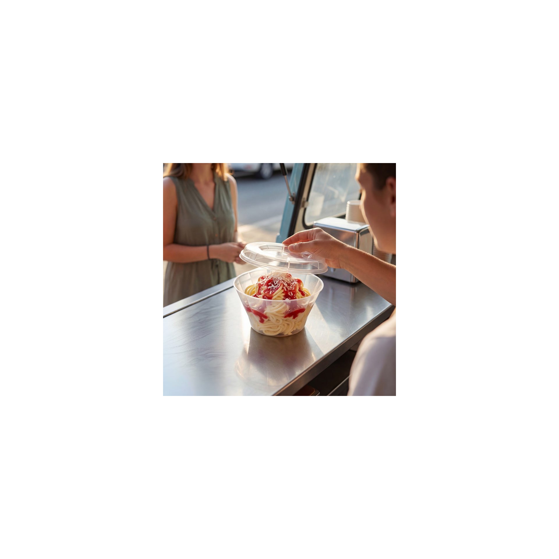 Mehrweg-Deckel rund Ø 11 cm · 1,3 cm transparent für Eis- und Dessertschalen Mehrweg-Eis- und Dessertschalen rund 300 ml Ø 11 cm · 6,5 cm transparent