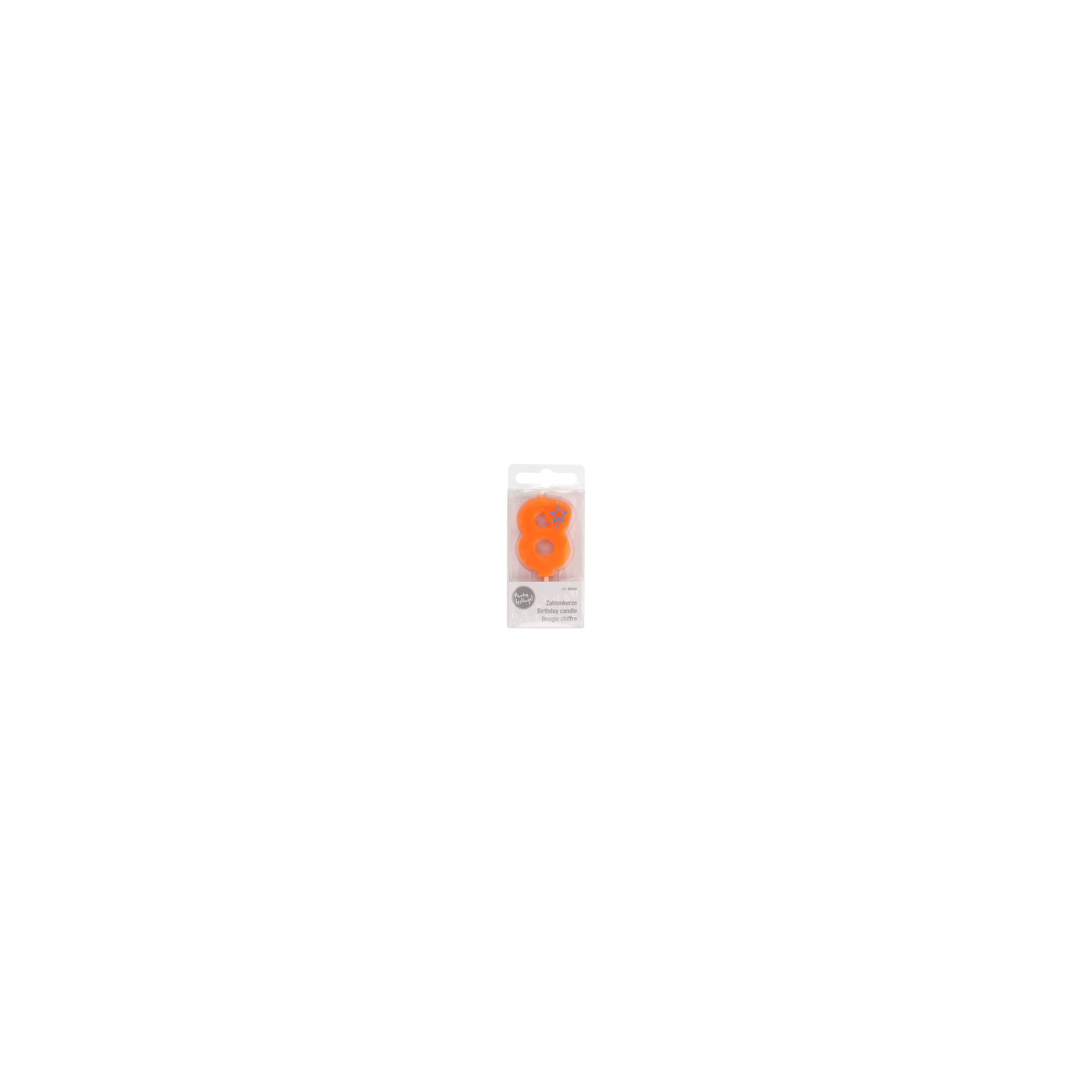 Zahlenkerze, Mini 6,8 cm orange "8"