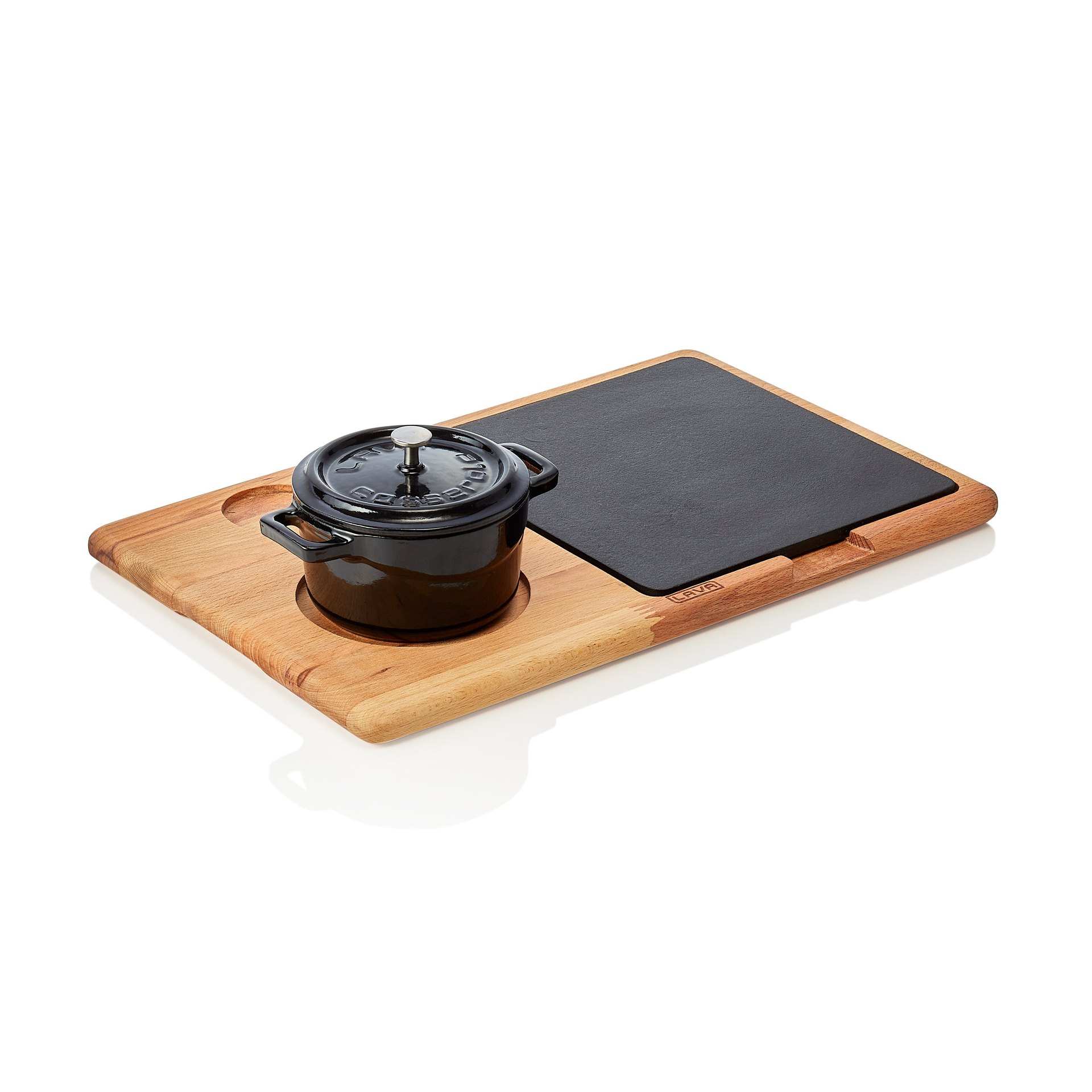 was-germany-367103010-servierplatte-lava-mit-cocotte-10cm-h-6cm Servierplatte Lava, mit Cocotte Ø 10 cm, (H) 6 cm