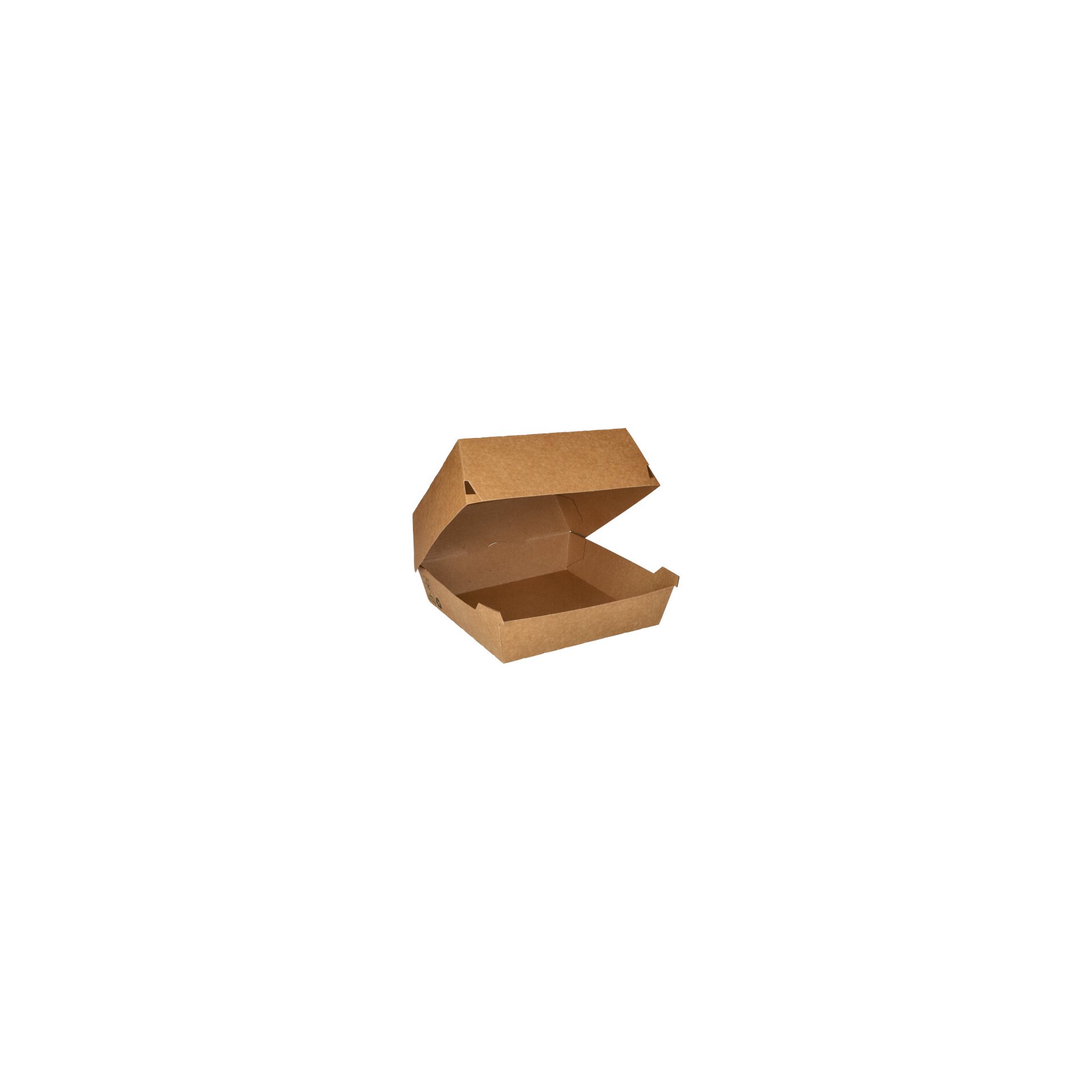 Burgerboxen, Pappe 8,5 cm x 15,5 cm x 15,5 cm braun "100% Fair" extra groß Burgerboxen, Pappe 8,5 cm x 15,5 cm x 15,5 cm braun "100% Fair" extra groß