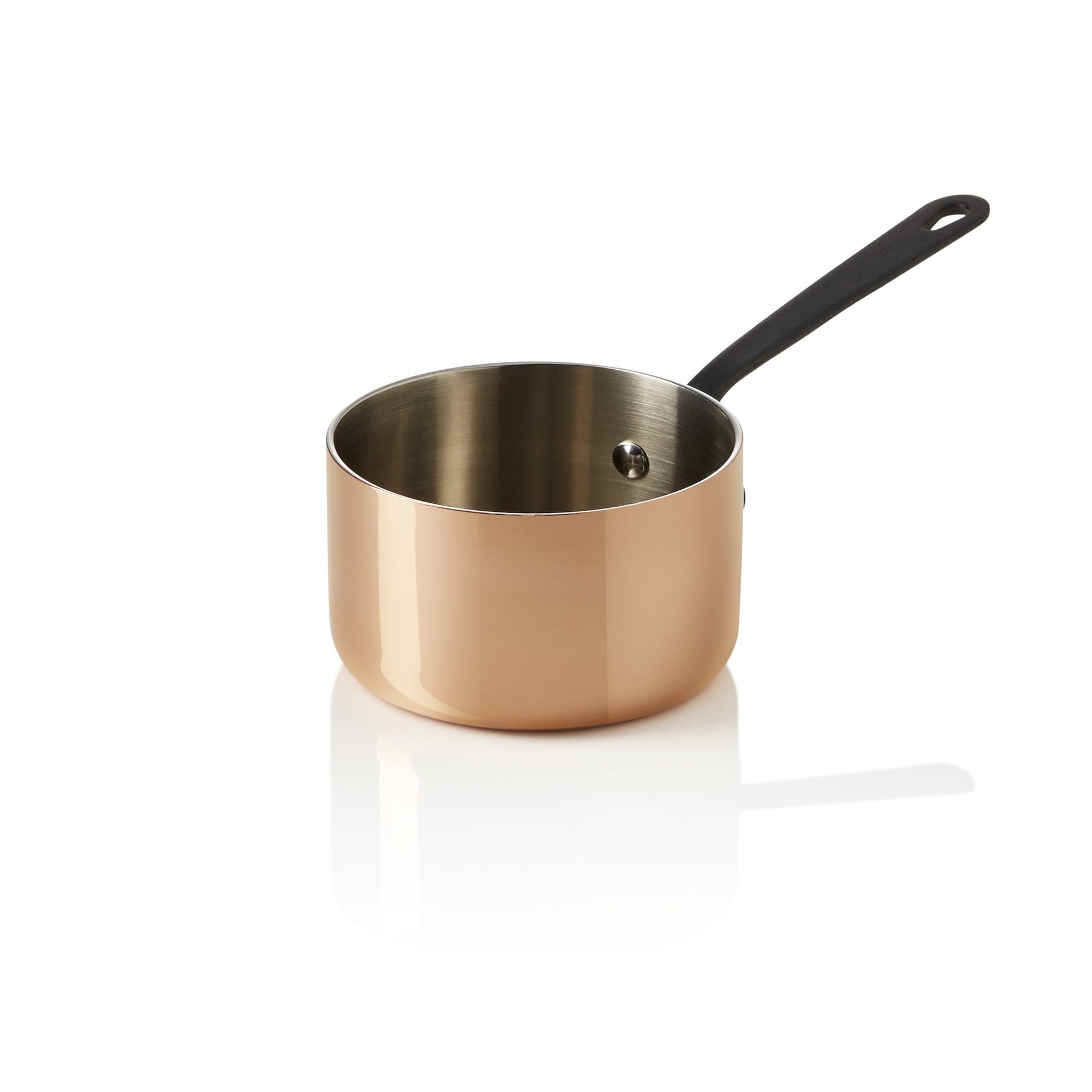 Mini Servierkasserolle MINI COPPER 3PLY, mit schwarzem Griff, Ø 10 cm, 460 ml, Kupfer/Aluminium