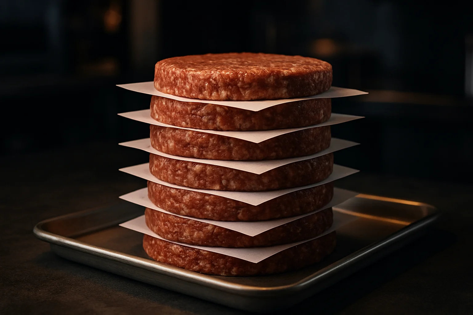 Patty-Trennpapier zwischen gewerblichen Patties zur hygienischen Portionierung