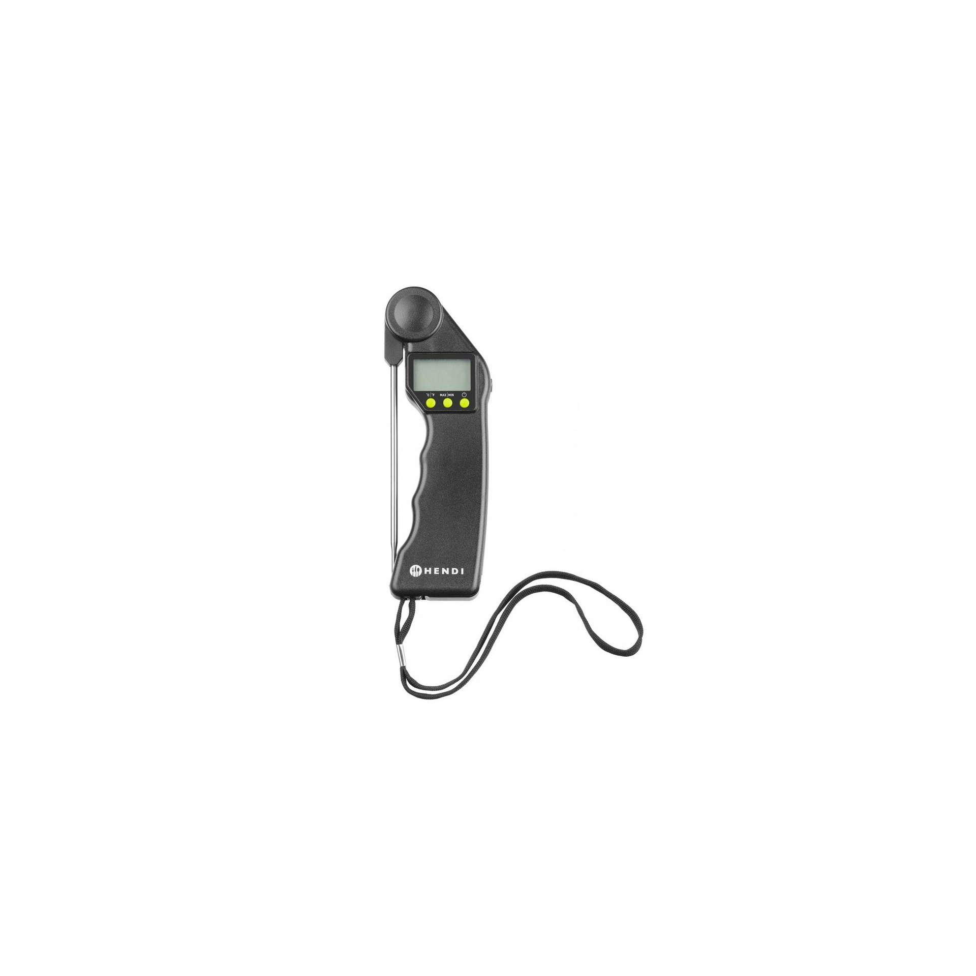 Digitales Thermometer mit klappbarer Sonde, Schwarz, 160x55x(H)20mm Digitales Thermometer mit klappbarer Sonde, Schwarz, 160x55x(H)20mm