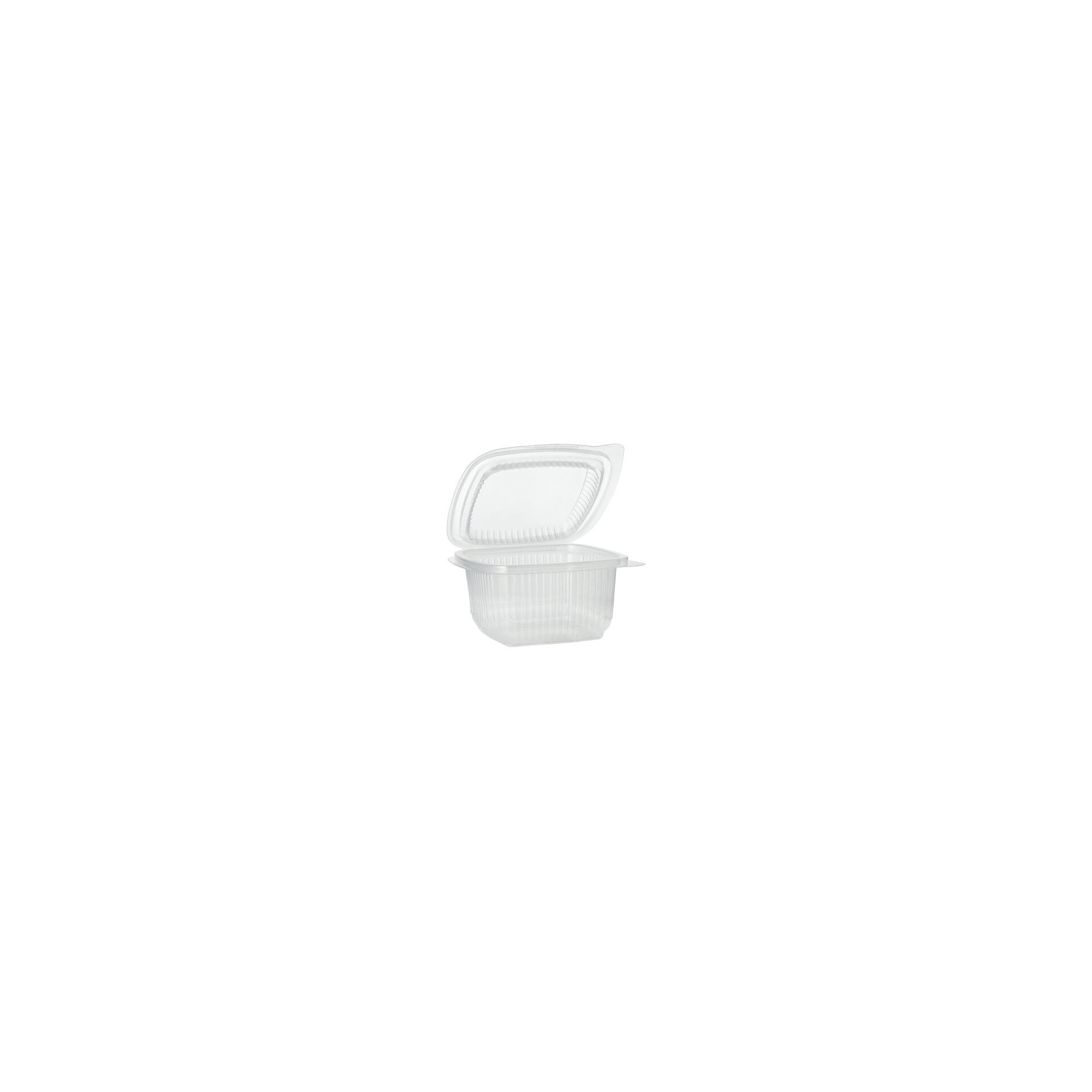 Verpackungsbecher mit Klappdeckeln, PP rechteckig 375 ml 6,2 cm x 11,5 cm x 12 cm transparent