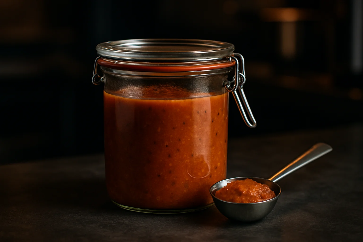Sturzglas zur Portionierung und Einwecken in professioneller Küchenszene