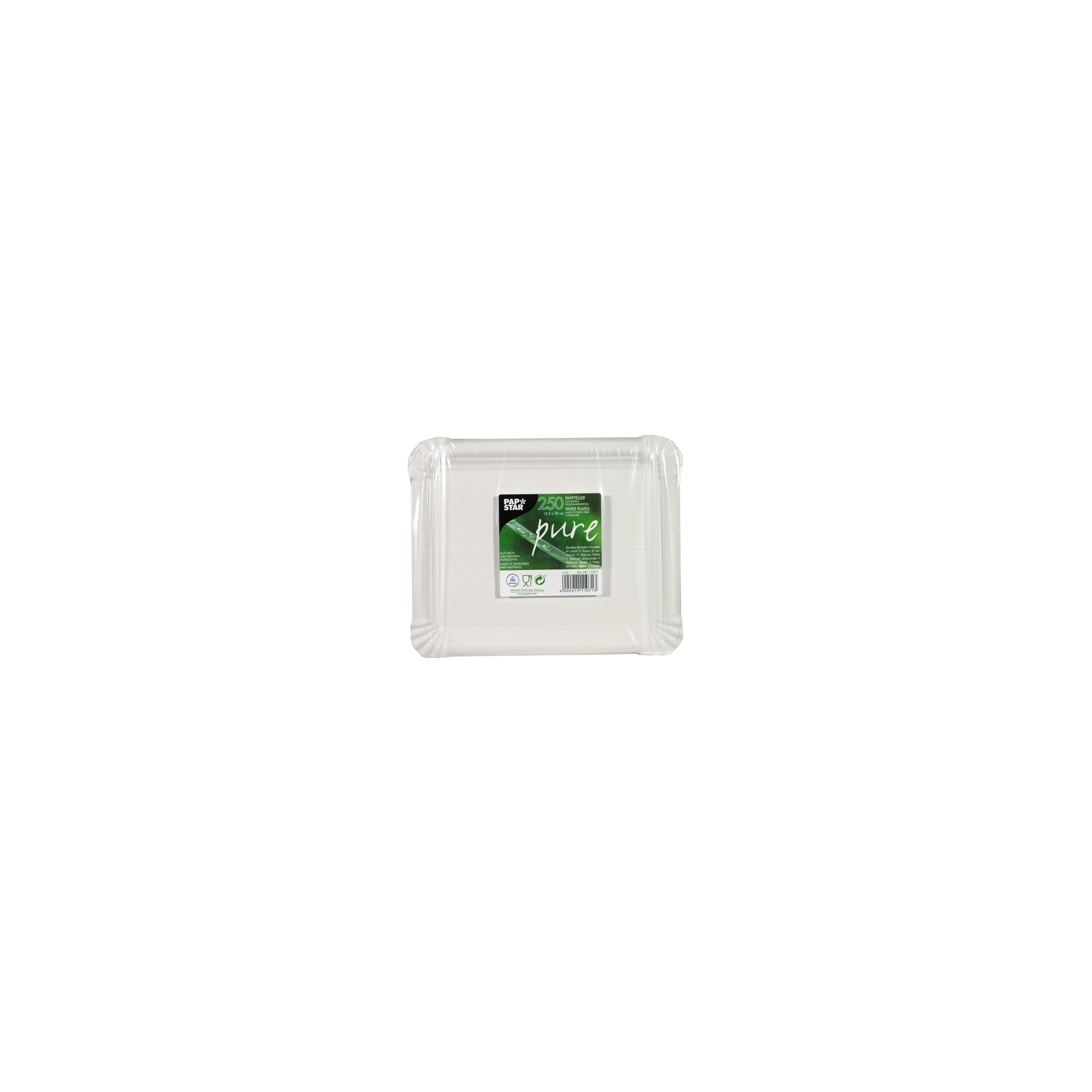 Teller, Pappe "pure" eckig 16,5 cm x 20 cm weiss Teller, Pappe "pure" eckig 16,5 cm x 20 cm weiss
