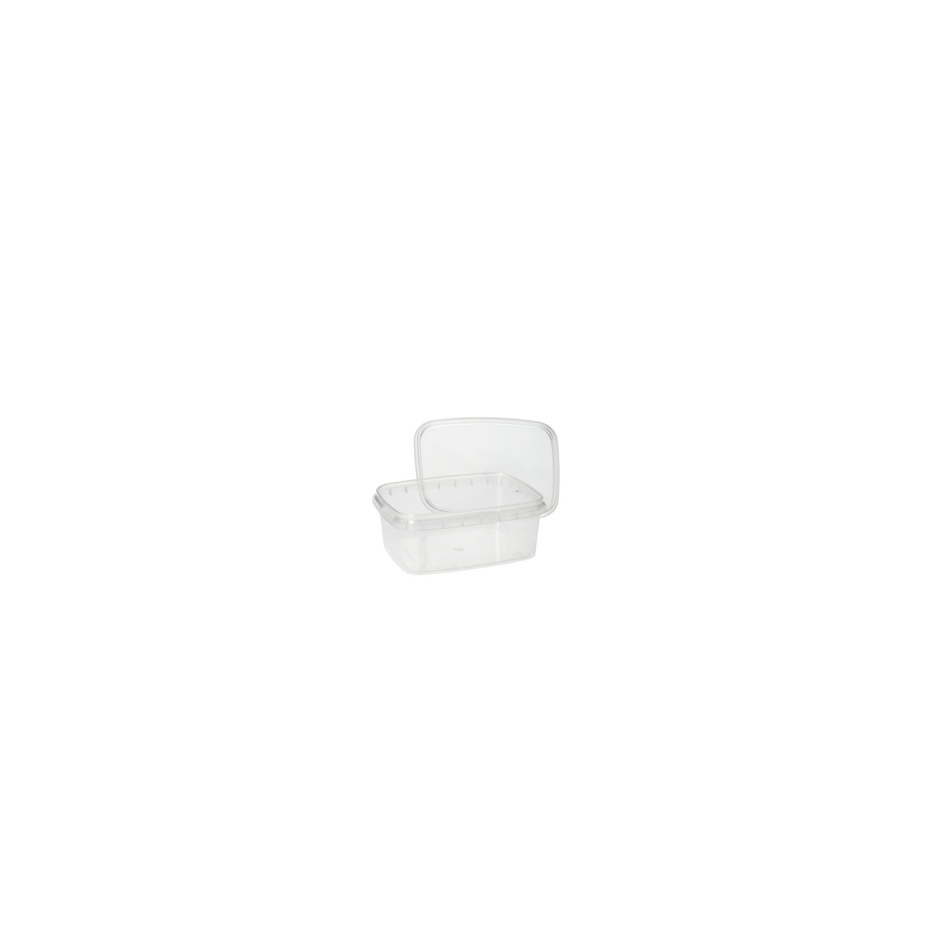 Feinkostbecher, PP eckig 250 ml 4 cm x 8,6 cm x 10,9 cm transparent mit Originalitätsverschluss