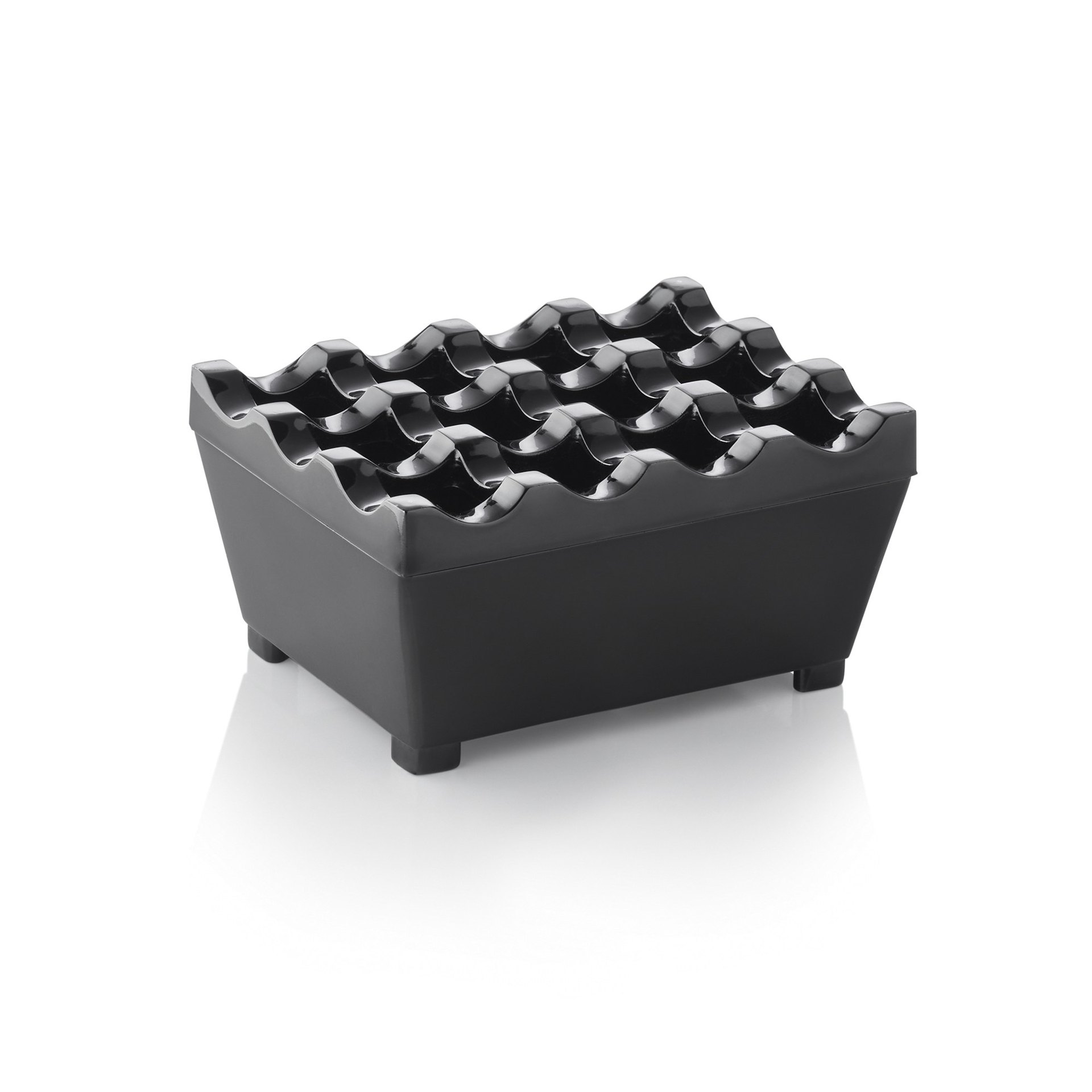 Windaschenbecher, 9,5 x 7,5 x 4,5 cm, schwarz verchromt, Zinkguss