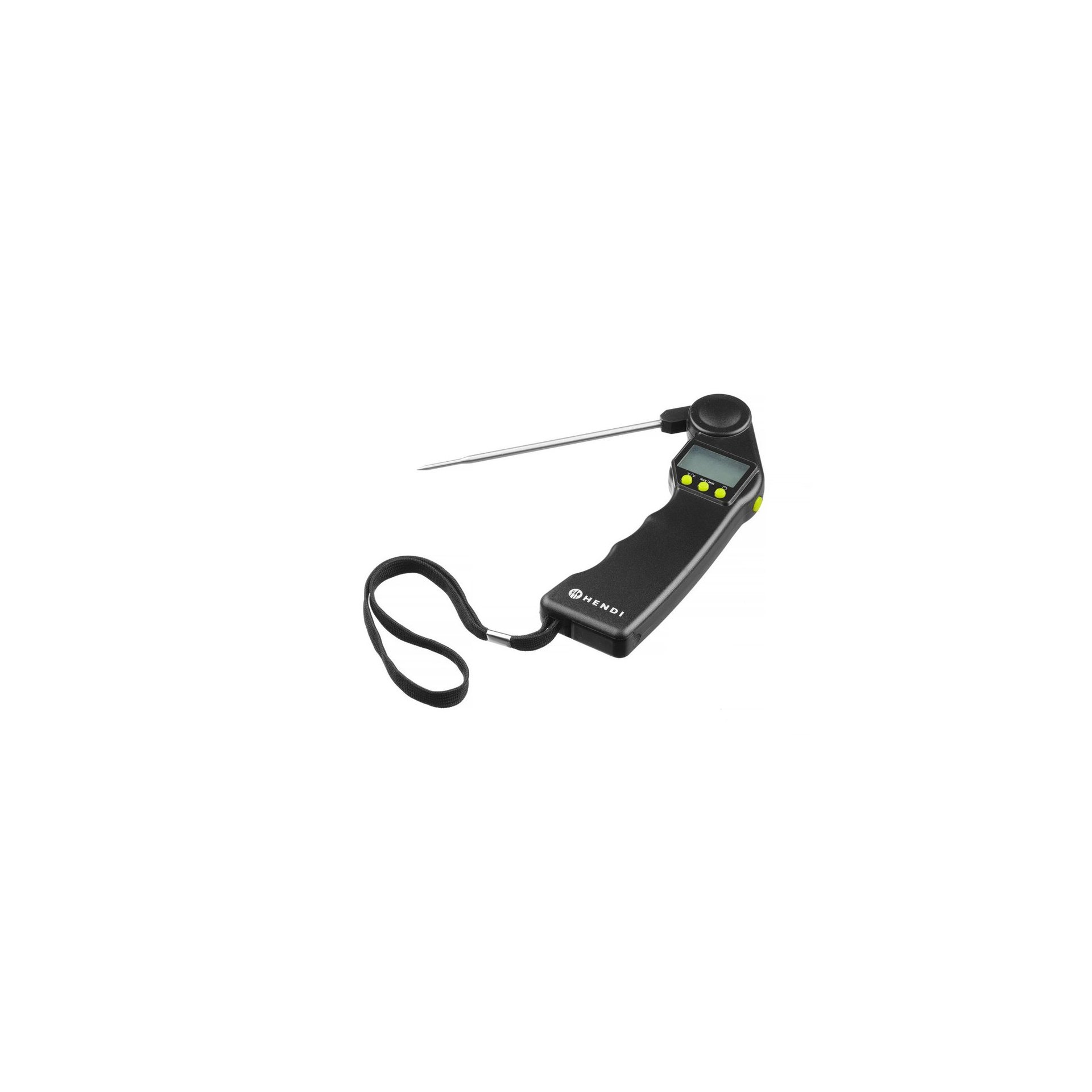 Digitales Thermometer mit klappbarer Sonde, Schwarz, 160x55x(H)20mm Digitales Thermometer mit klappbarer Sonde, Schwarz, 160x55x(H)20mm