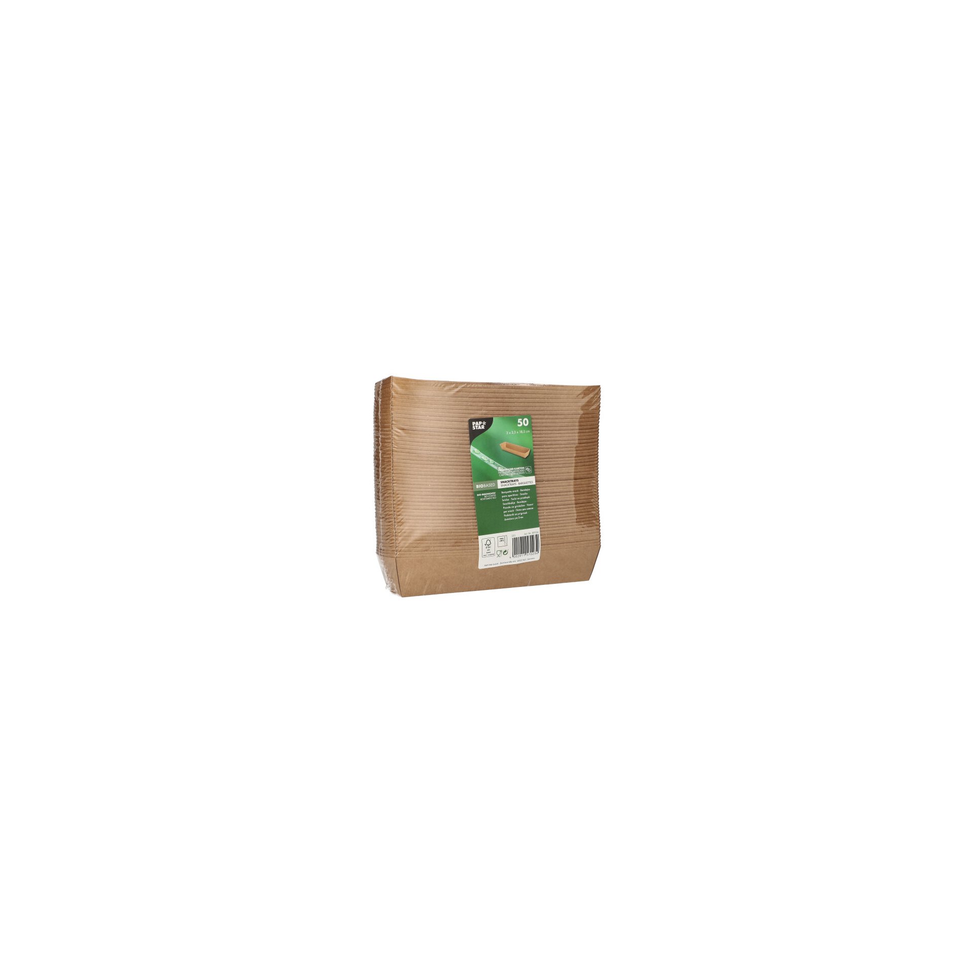 Snacktrays, Pappe "pure" 3,5 cm x 3,3 cm x 18,5 cm braun