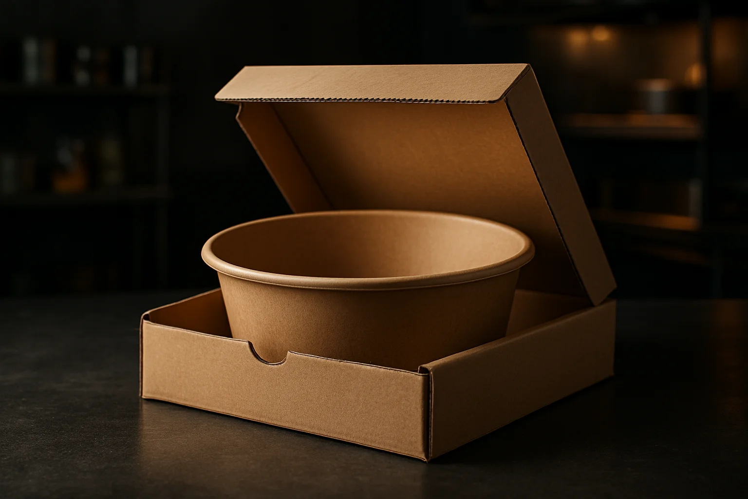 Einweg-schale für take-away in professioneller lieferverpackung