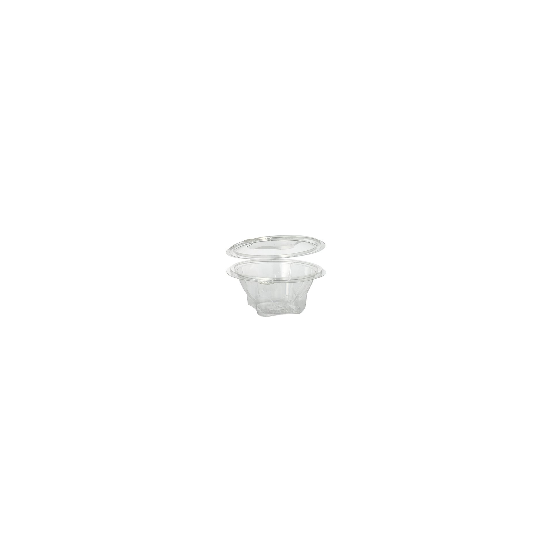 Feinkost- und Salatschalen mit Klappdeckel, R-PET rund 500 ml Ø 15,5 cm · 6,8 cm glasklar Feinkost- und Salatschalen mit Klappdeckel, R-PET rund 500 ml Ø 15,5 cm · 6,8 cm glasklar