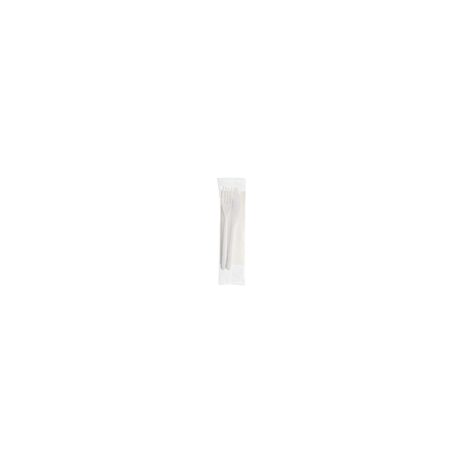 Mehrweg-Bestecksets PP-MF 22 cm weiss : Messer, Gabel, Serviette in Folienbeutel Mehrweg-Bestecksets PP-MF 22 cm weiss : Messer, Gabel, Serviette in Folienbeutel