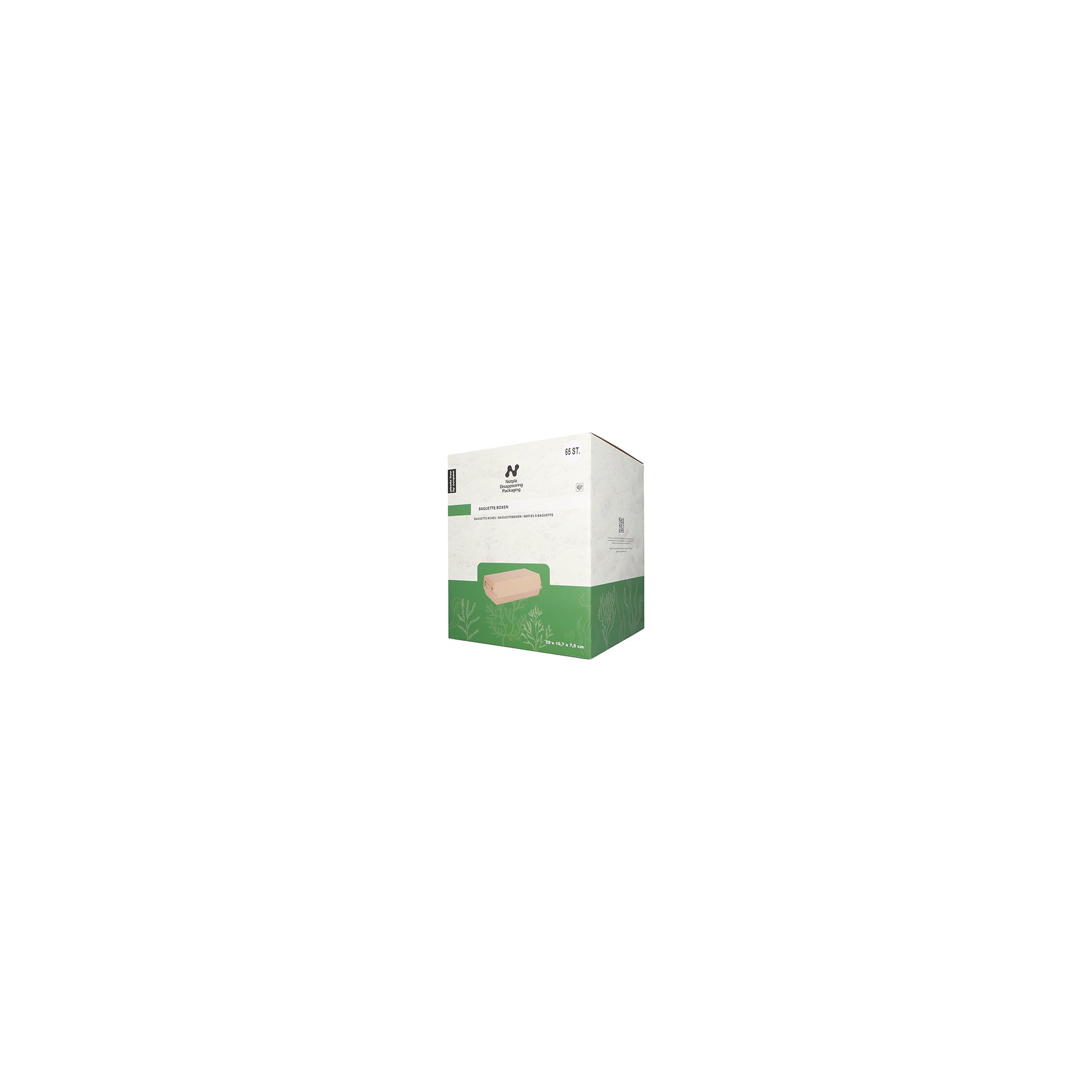 Baguetteboxen, Pappe "NOTPLA" 7,5 cm x 10,7 cm x 22 cm braun