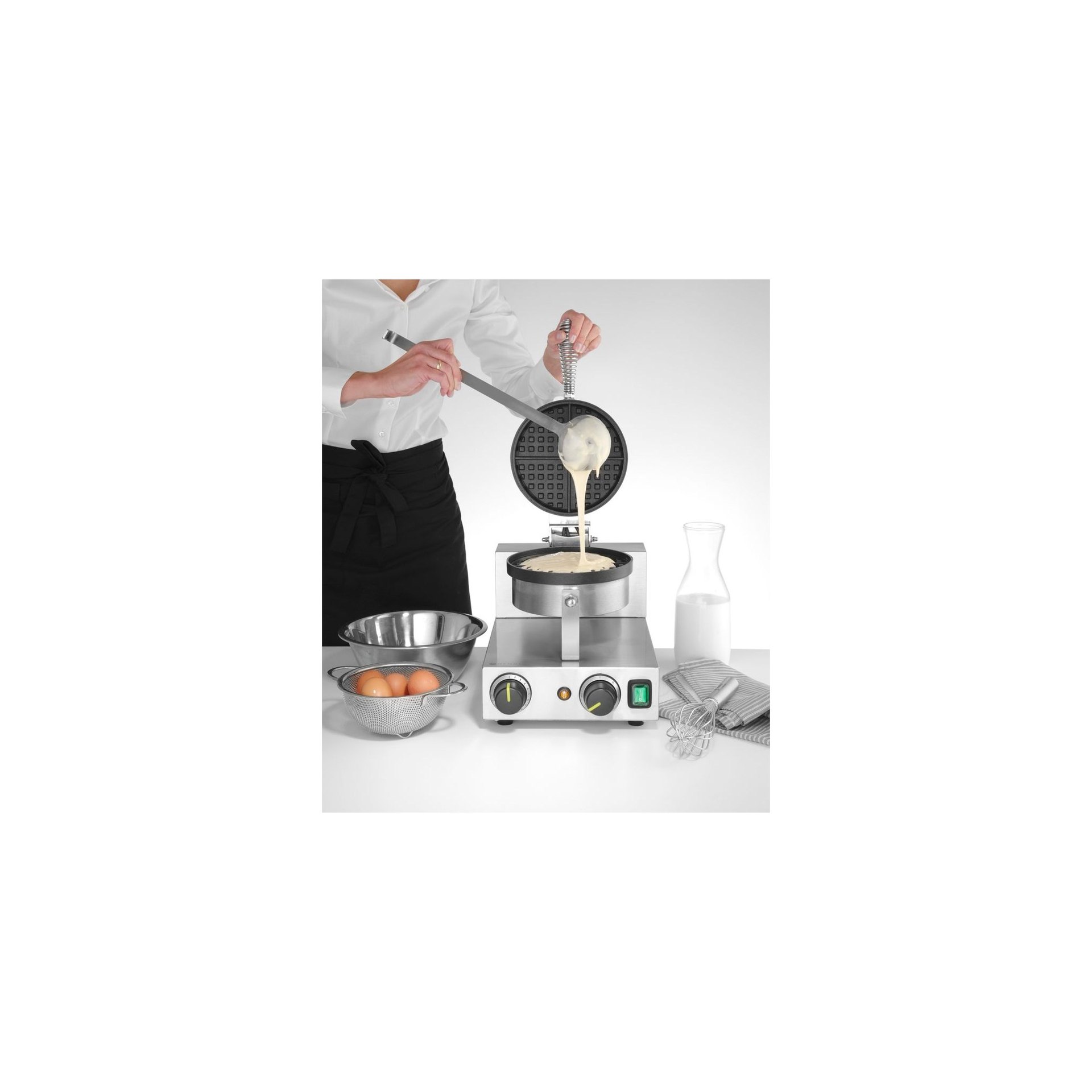Waffeleisen rund, 230V/1000W, 250x491x(H)285mm Waffeleisen rund, 230V/1000W, 250x491x(H)285mm