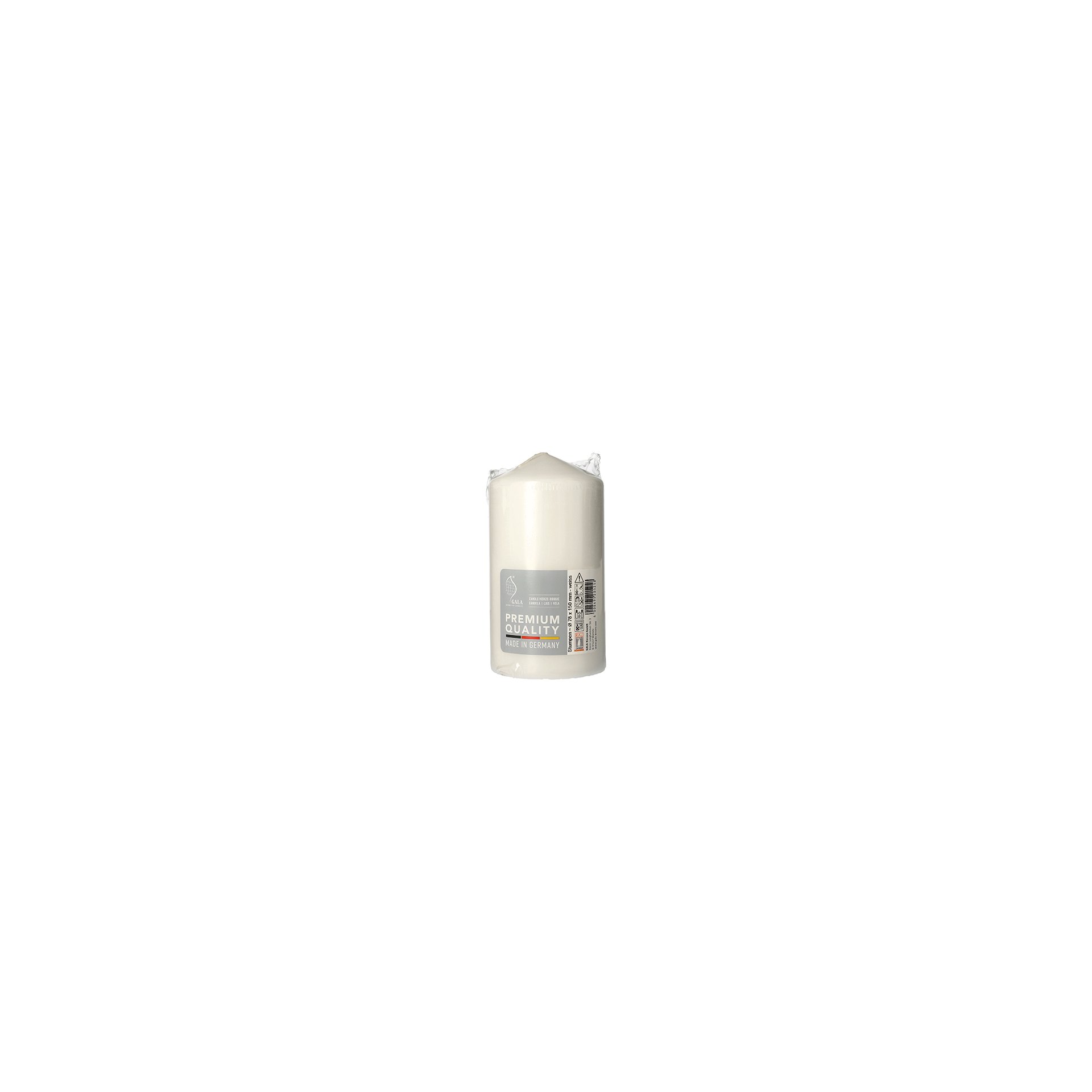 Stumpenkerze Ø 80 mm · 150 mm weiss