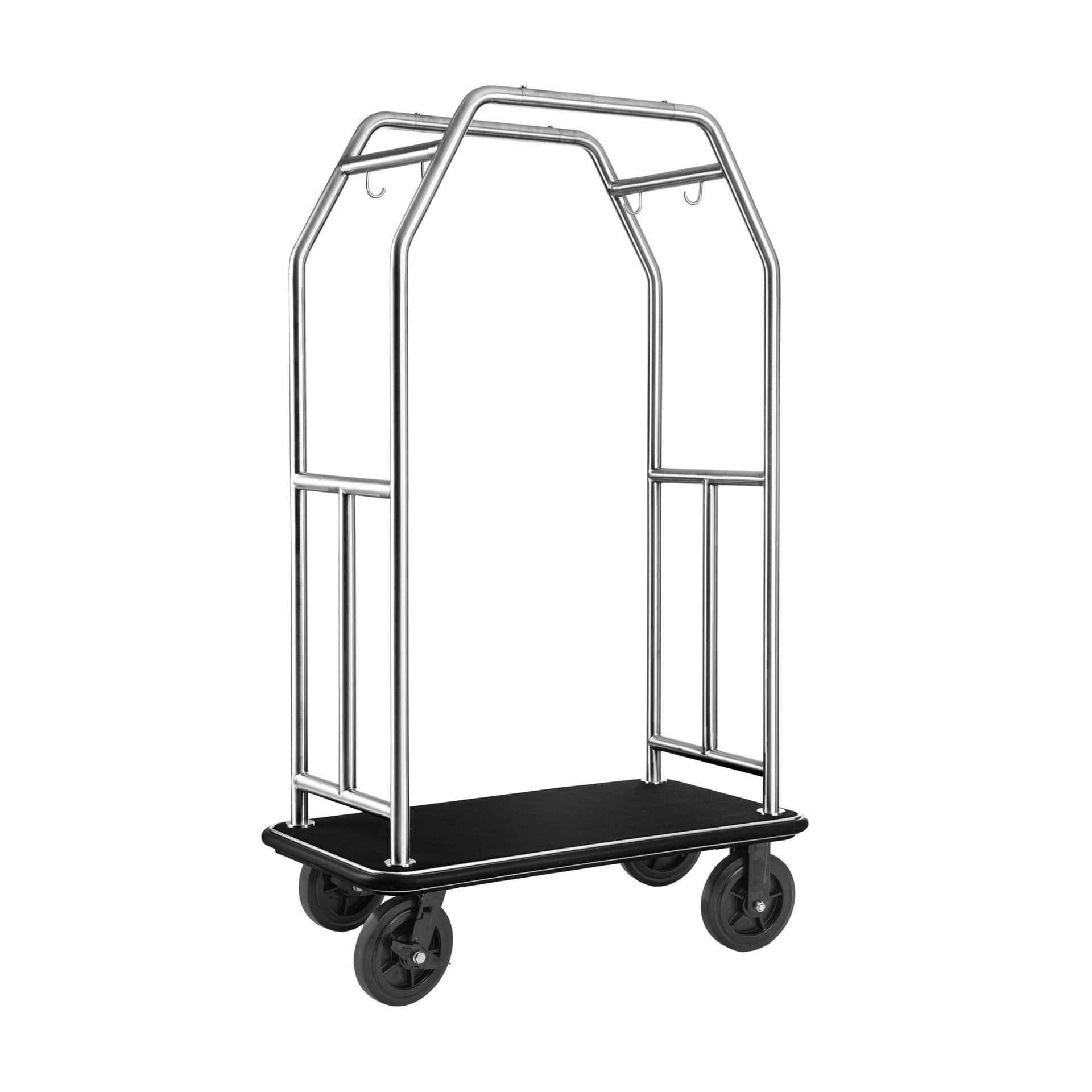 Gepäckwagen TRAVELLER, 112 x 60 x 185 cm, gebürstet, schwarzer Teppich Gepäckwagen TRAVELLER, 112 x 60 x 185 cm, gebürstet, schwarzer Teppich