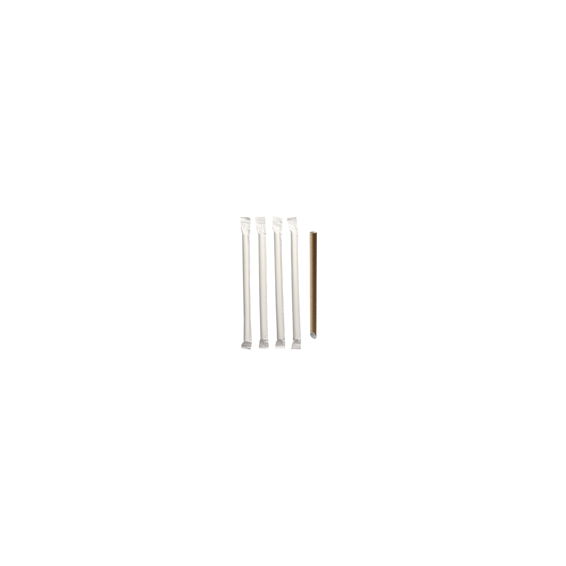 Bubble Tea Halme Papier "pure" Ø 12 mm · 20 cm braun einzeln gehüllt, einseitig spitz