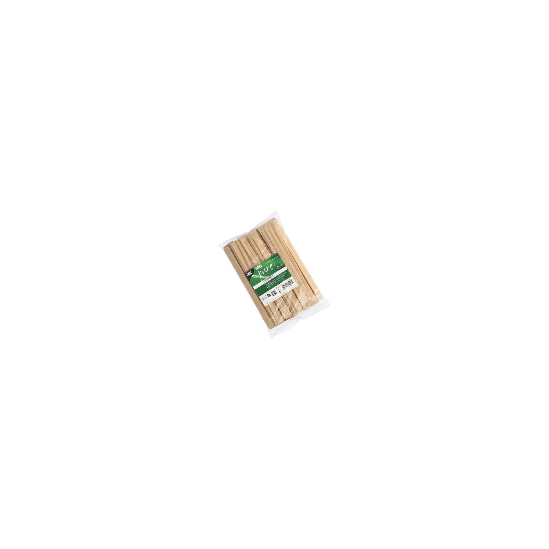 Rührstäbchen, Holz "pure" 17,8 cm x 6 mm einzeln gehüllt Rührstäbchen, Holz "pure" 17,8 cm x 6 mm einzeln gehüllt