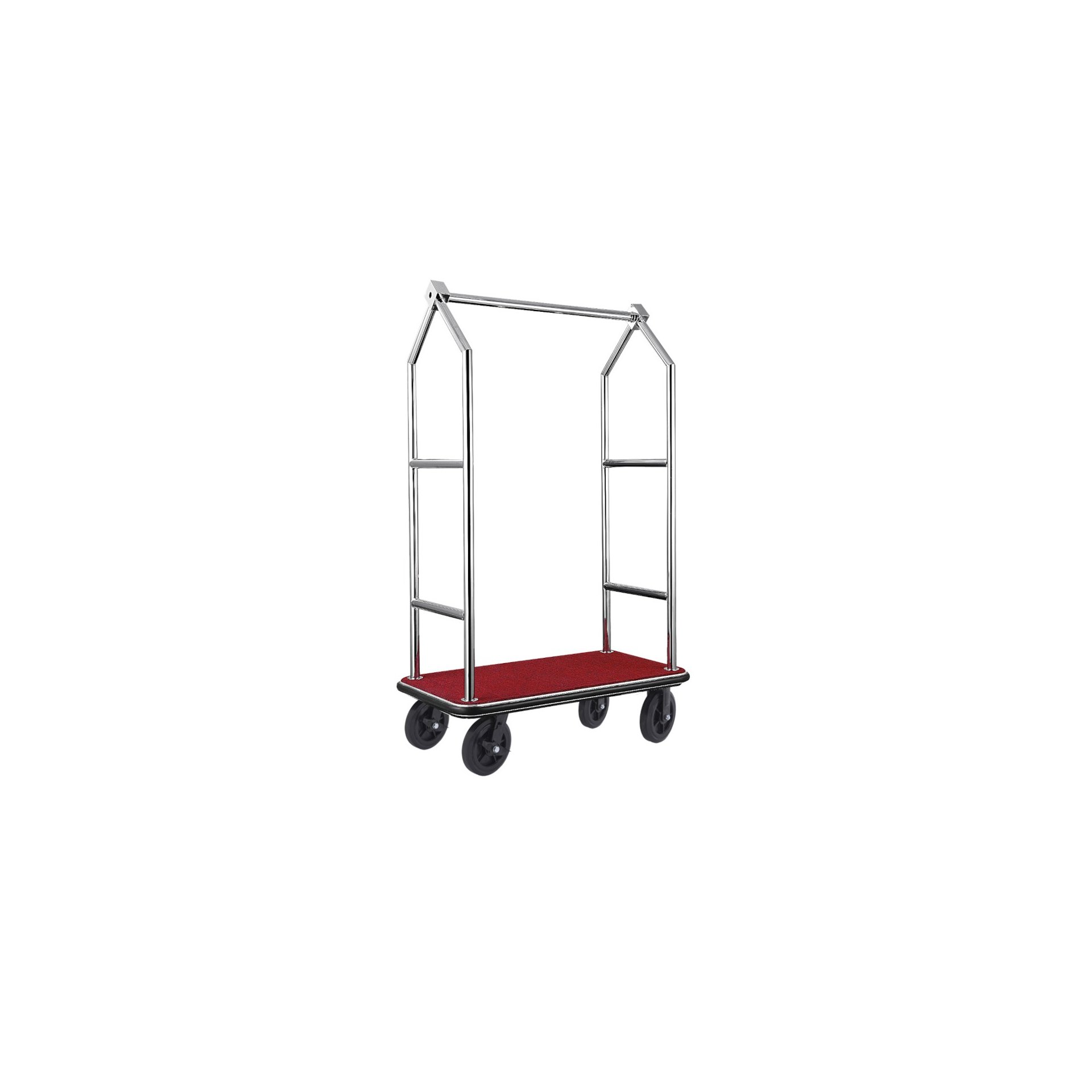 Gepäckwagen VOYAGER, 112 x 65 x 190 cm, gebürstet, roter Teppich