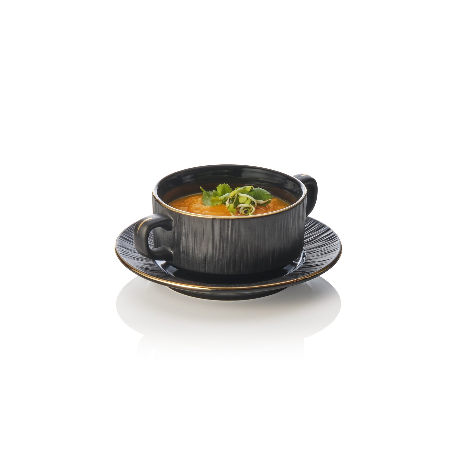 Suppentasse mit Untertasse Set MAYA KURO, Ø 10,5 cm, 250 ml, schwarz