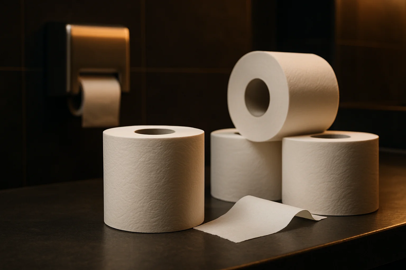 Toilettenpapierrollen im Objekt-WC