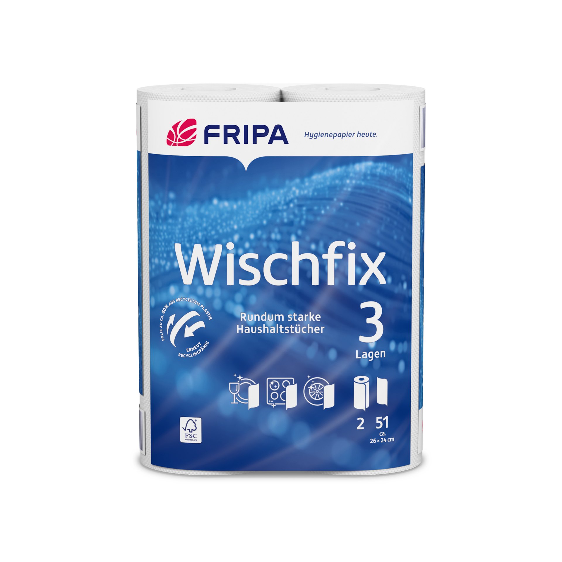 Rollen Küchenrollen 3-lagig 26 cm x 23,8 cm weiss "Wischfix" 51 Blatt Rollen Küchenrollen 3-lagig 26 cm x 23,8 cm weiss "Wischfix" 51 Blatt