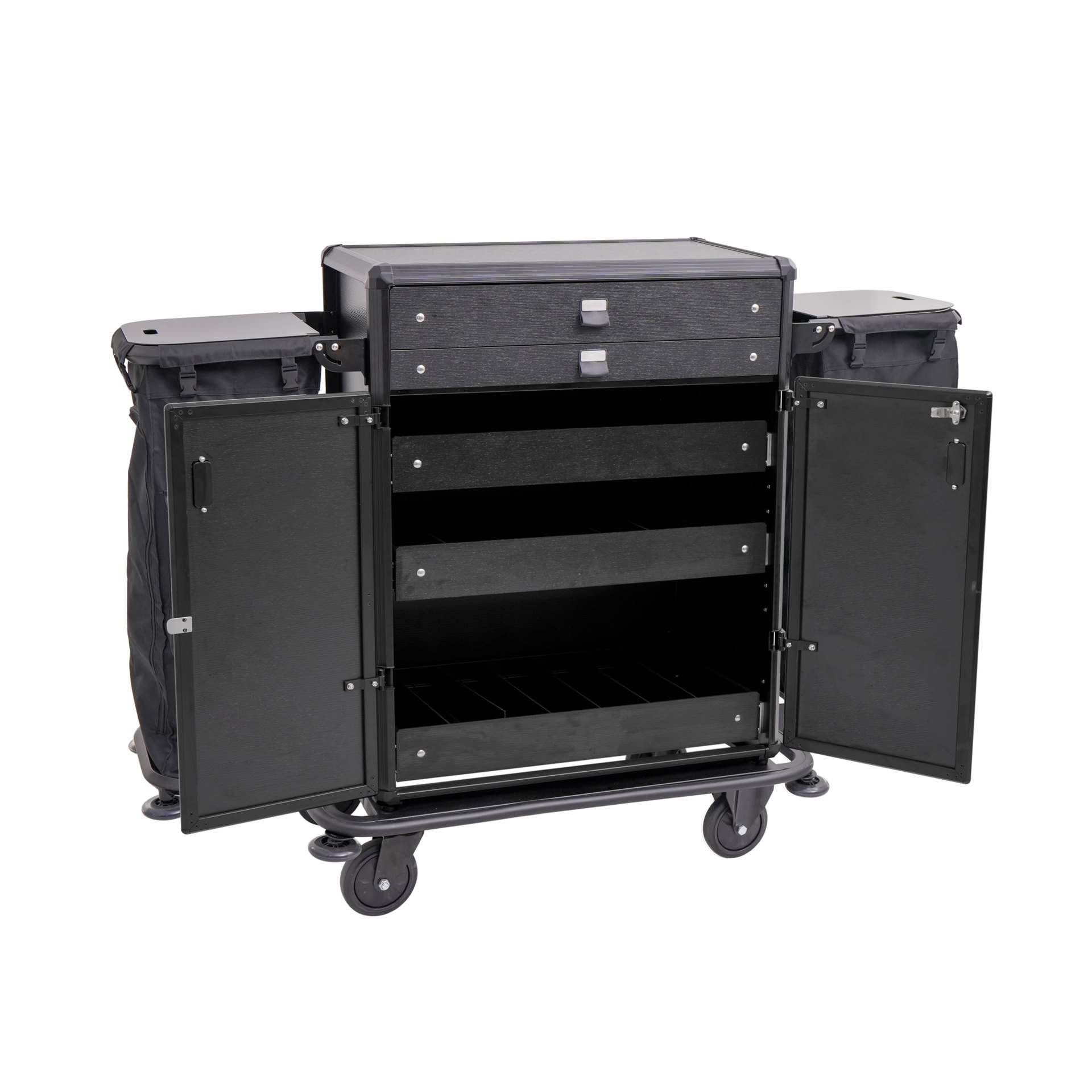 Zimmerservicewagen, 80 x 50 x 130 cm, Aluminium, HPL, ABS Kunststoff