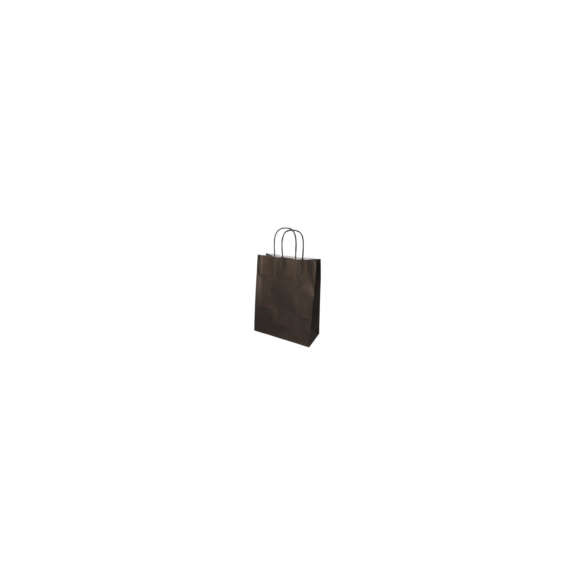 Tragetaschen, Papier 28 cm x 22 cm x 10 cm schwarz mit gedrehtem Tragegriff Tragetaschen, Papier 28 cm x 22 cm x 10 cm schwarz mit gedrehtem Tragegriff