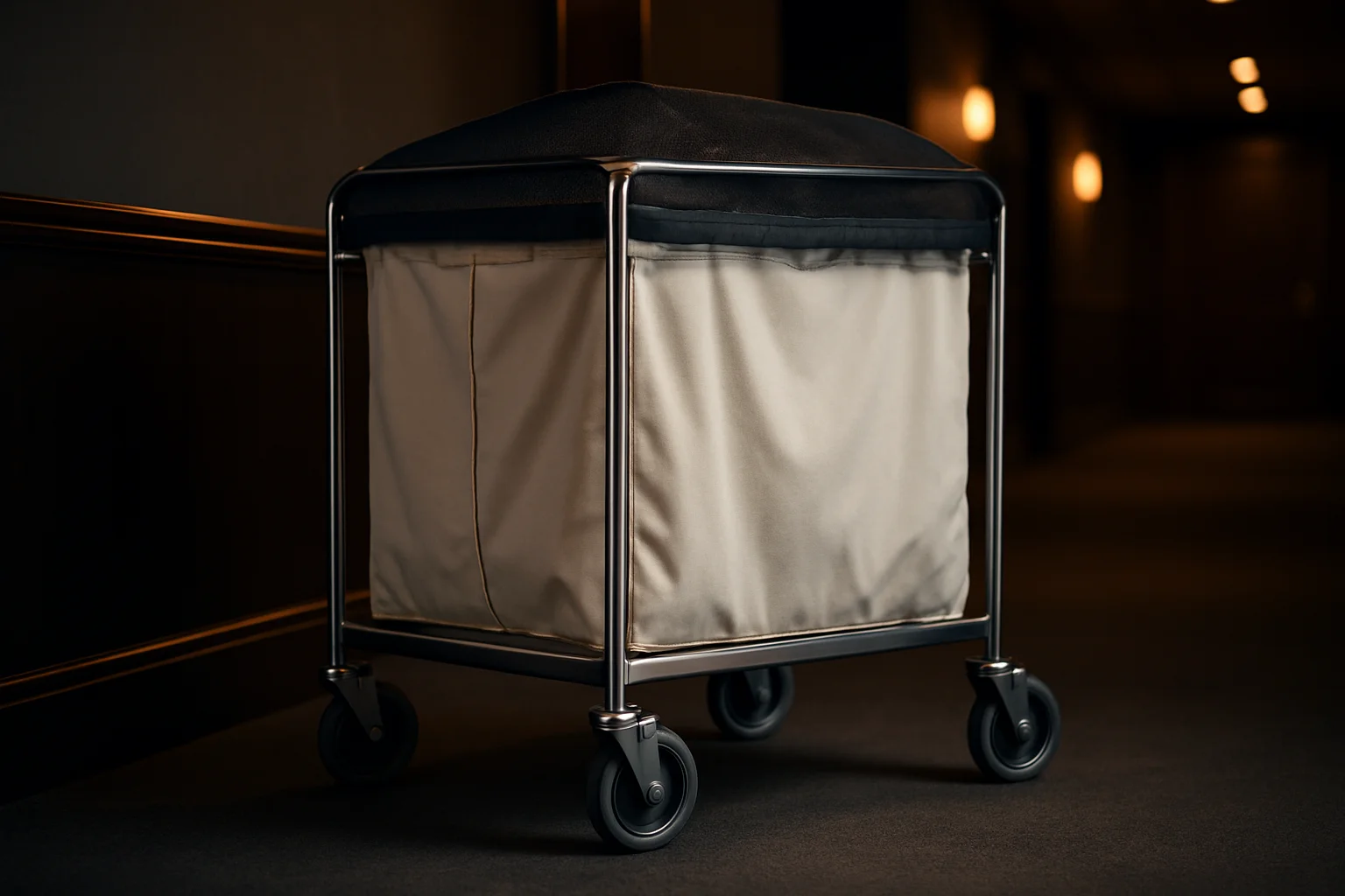 Wäschewagen für Housekeeping im Hotelflur, belastbar und fahrbar
