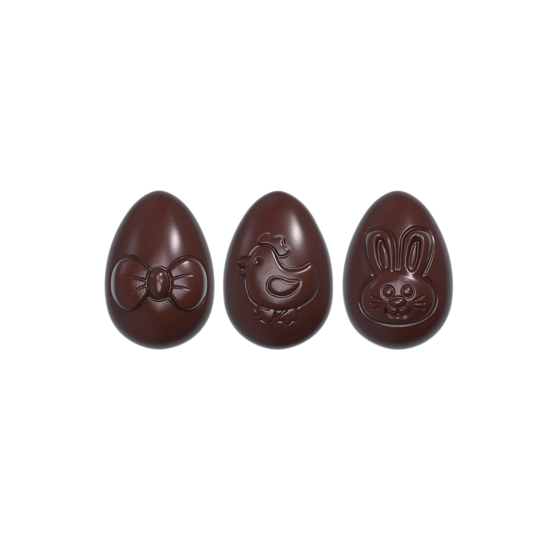Schokoladen Form - kleines lustiges Ei 3 Figuren Schokoladen Form - kleines lustiges Ei 3 Figuren