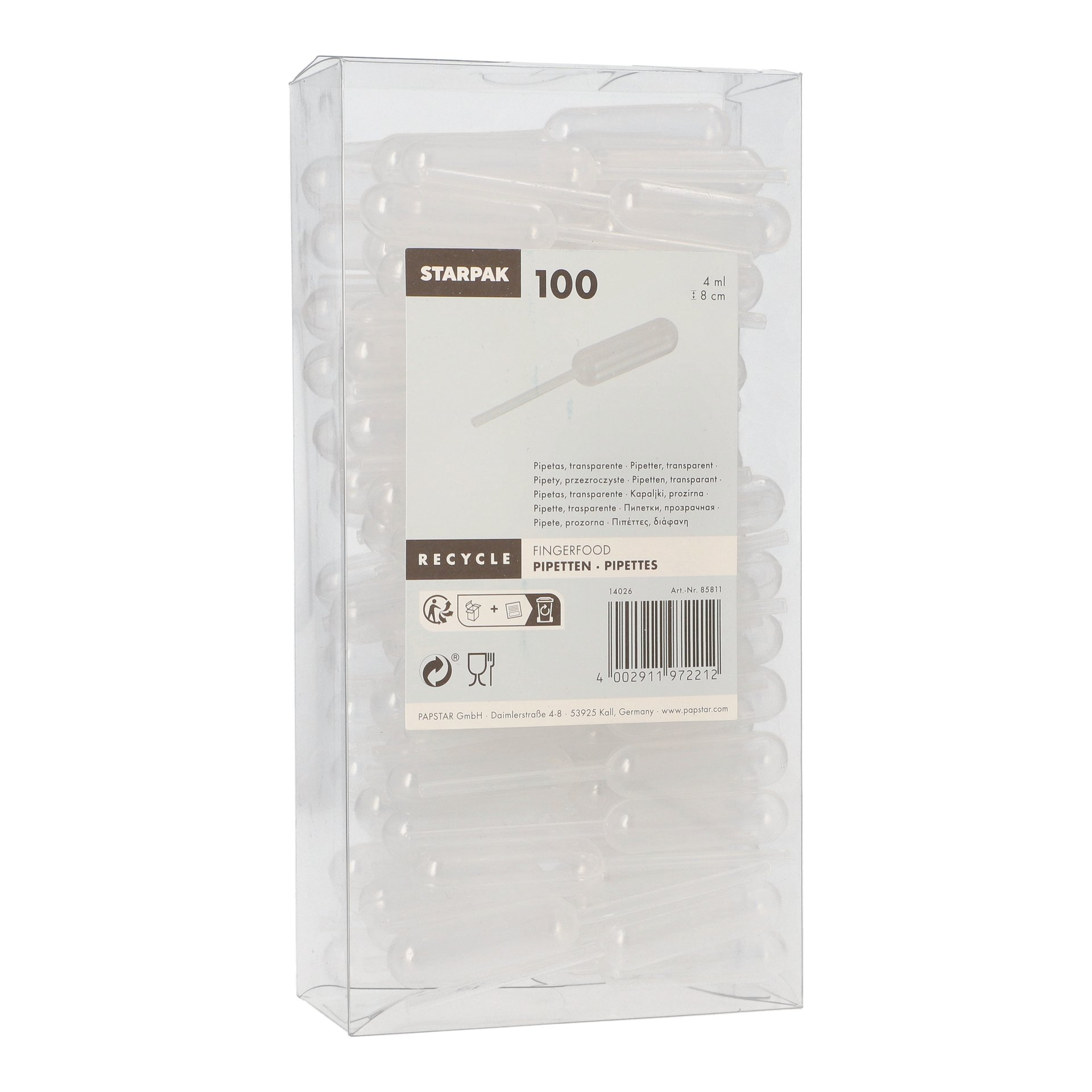 Pipetten, PE 4 ml 8 cm transparent Pipetten, PE 4 ml 8 cm transparent