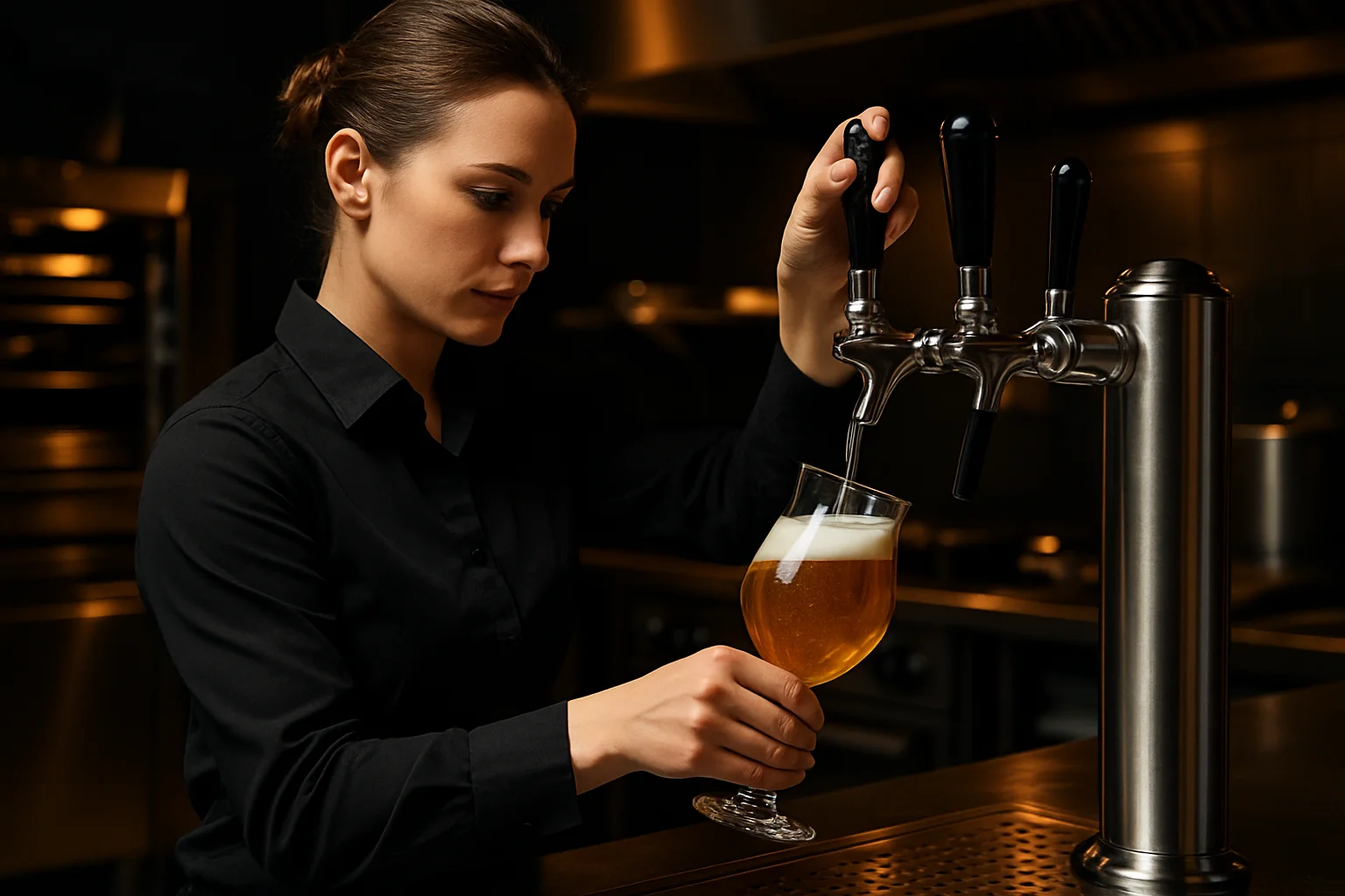 Handhabung und Befüllung eines Tulpenglases in der Gastronomie